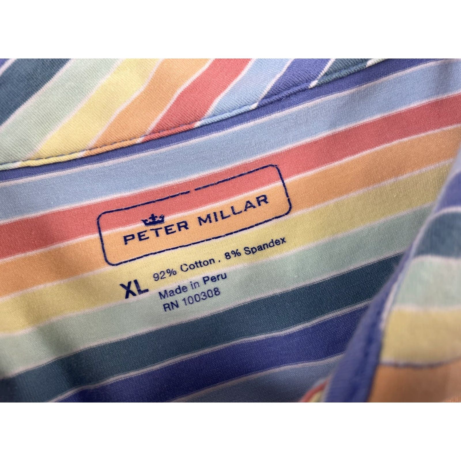 Peter Millar Peter Millar Polo Shirt Mens XL Multicolor Striped Performance Stretch Golf Shirt Size US XL / EU 56 / 4 - 2 Thumbnail