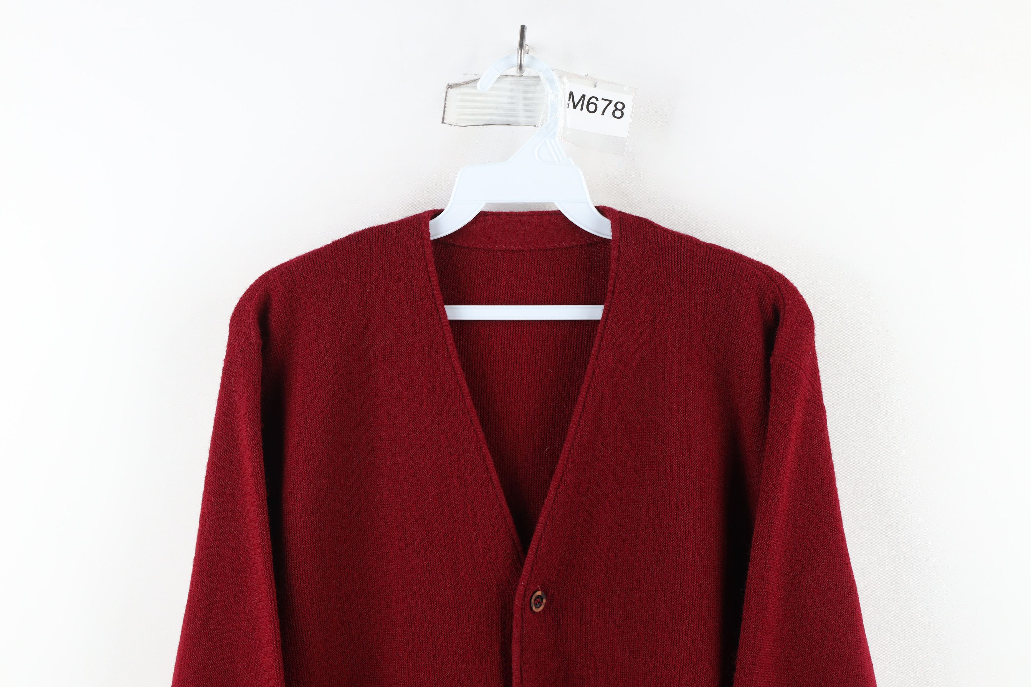 Vintage Vintage 70s Streetwear Blank Knit Cardigan Sweater Red USA Size US M / EU 48-50 / 2 - 2 Thumbnail