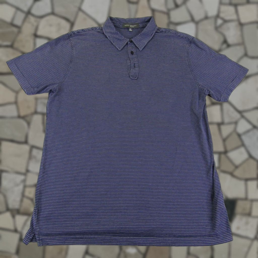 Vintage Robert Barakett Polo Shirt Mens XL Blue Stripes Pima Cotton Knit Polo Casual Sports Golf Shirt Mens XL Blue Striped Polo Size US XL / EU 56 / 4 - 1 Thumbnail