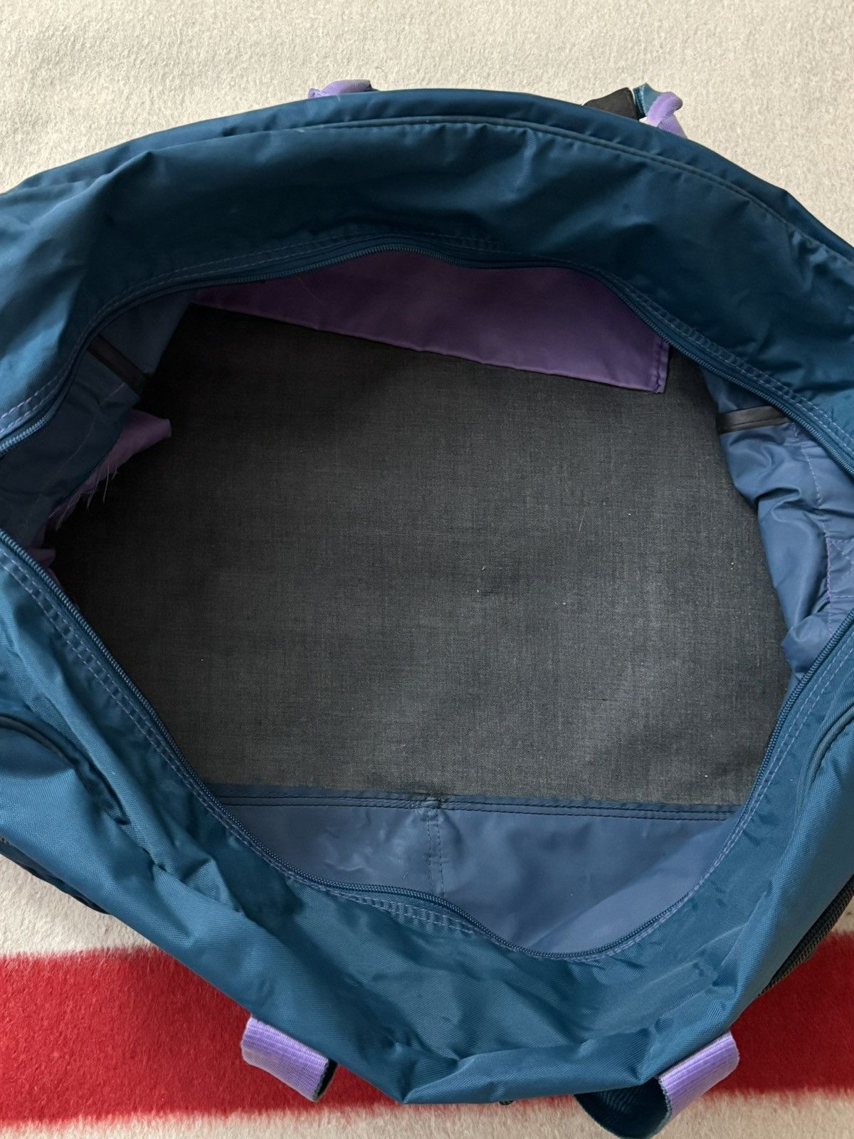 Nike × Vintage Vintage 80s 90s Purple Teal Aqua Nike Jumbo Duffle Bag BRS Size ONE SIZE - 3 Thumbnail