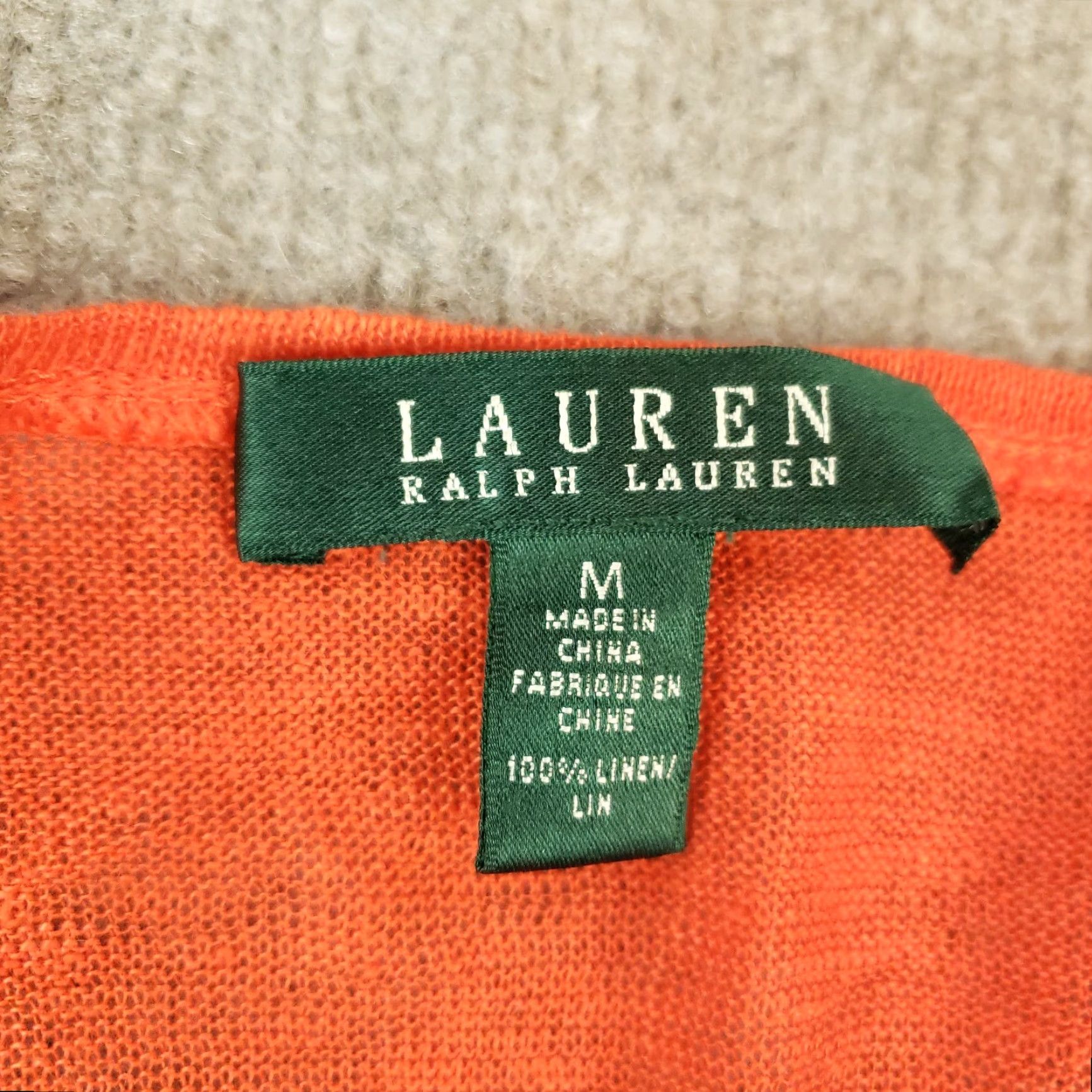 Ralph Lauren Ralph Lauren Womens Medium Orange Linen Pullover Shirt 3/4 Sleeve Casual Size M / US 6-8 / IT 42-44 - 5 Thumbnail