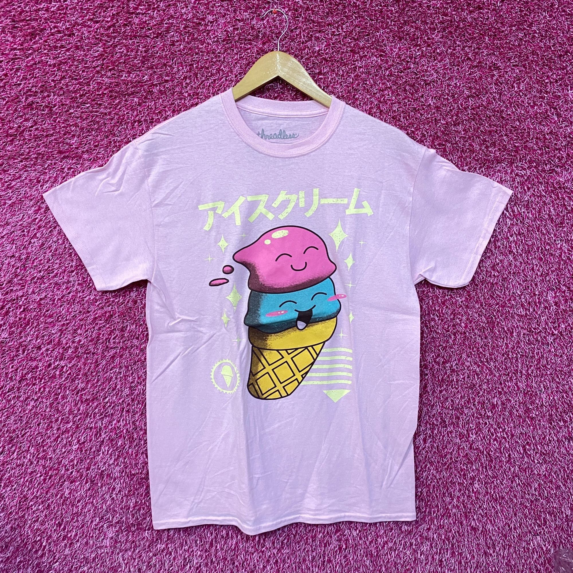 Threadless Kawaii ice cream pink Tshirt size medium Size US M / EU 48-50 / 2 - 1 Thumbnail