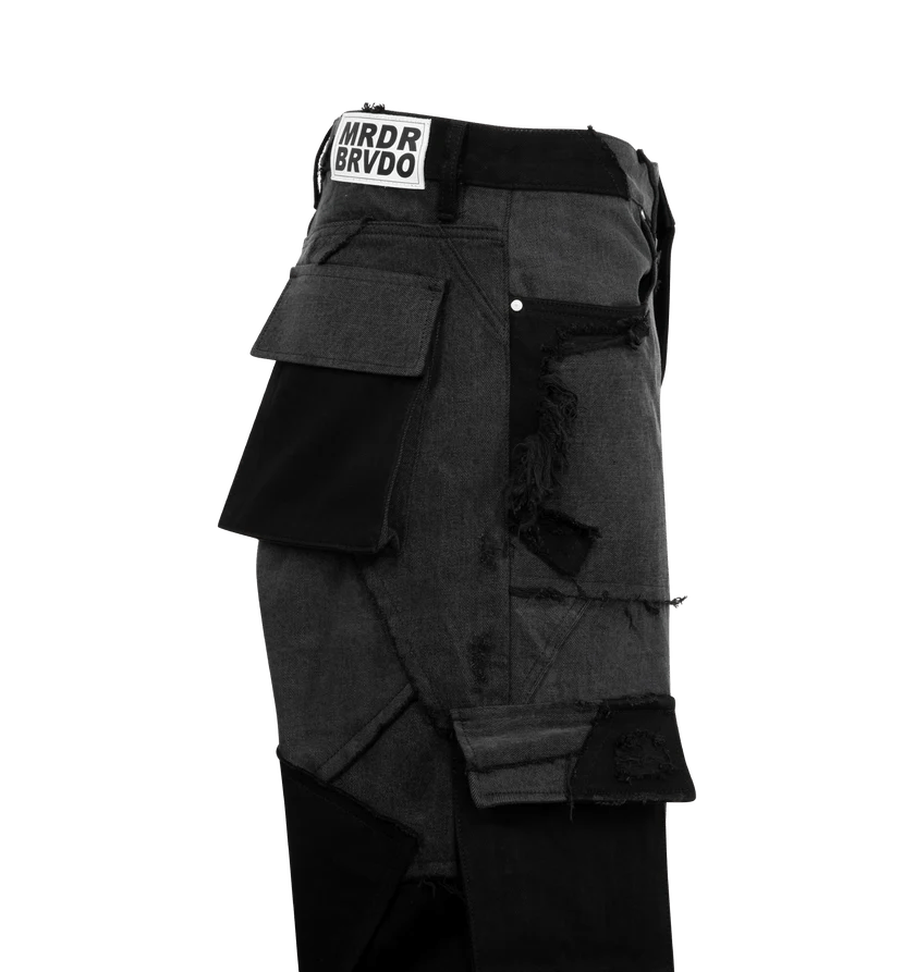 Who Decides War o1h1sh11225 Destroyed Paneled Cargo in Black/Grey Size US 32 / EU 48 - 3 Thumbnail