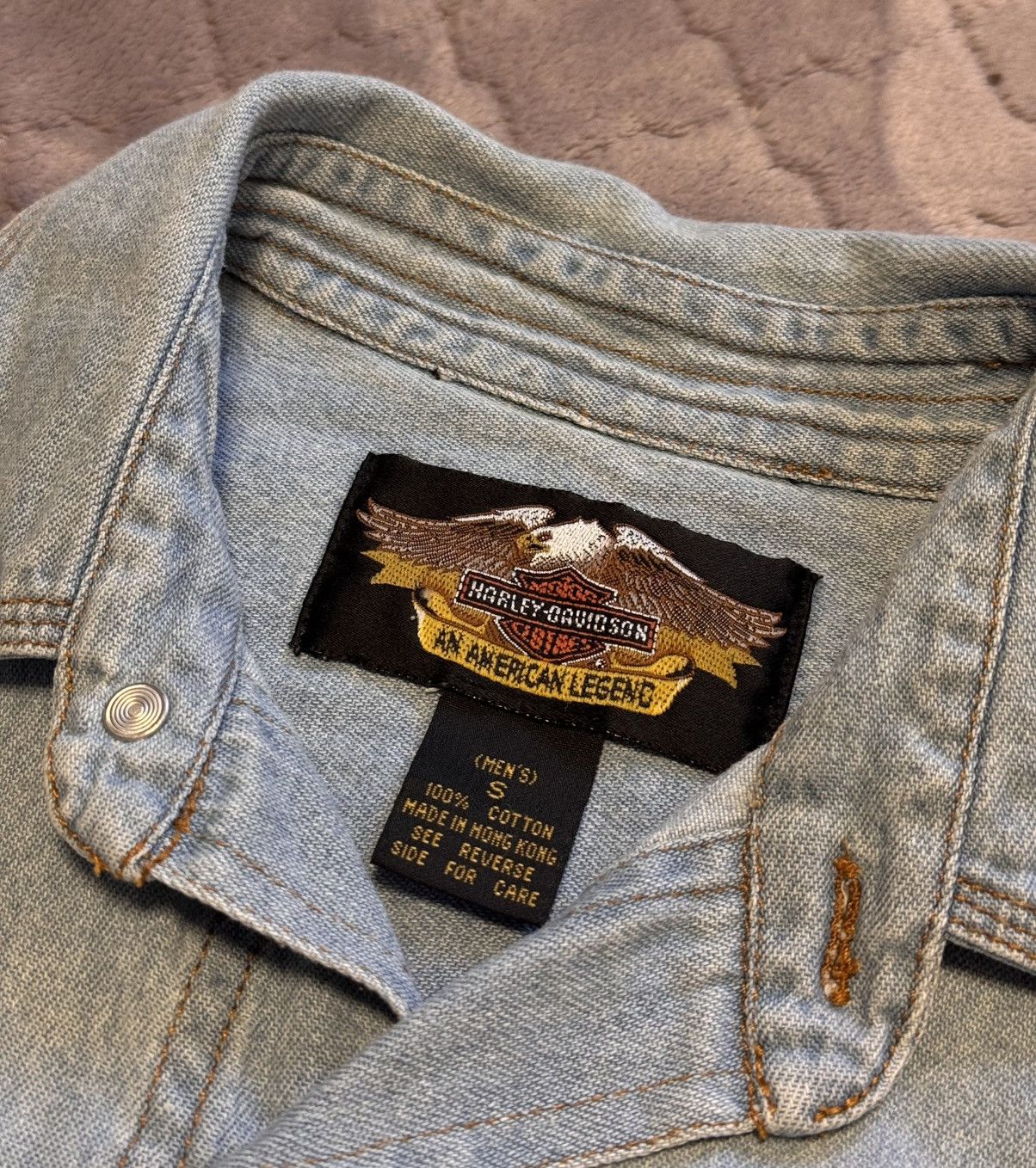 Harley Davidson × Vintage Vintage Harley-Davidson Denim Buttons Up Shirt Size US XL / EU 56 / 4 - 5 Thumbnail