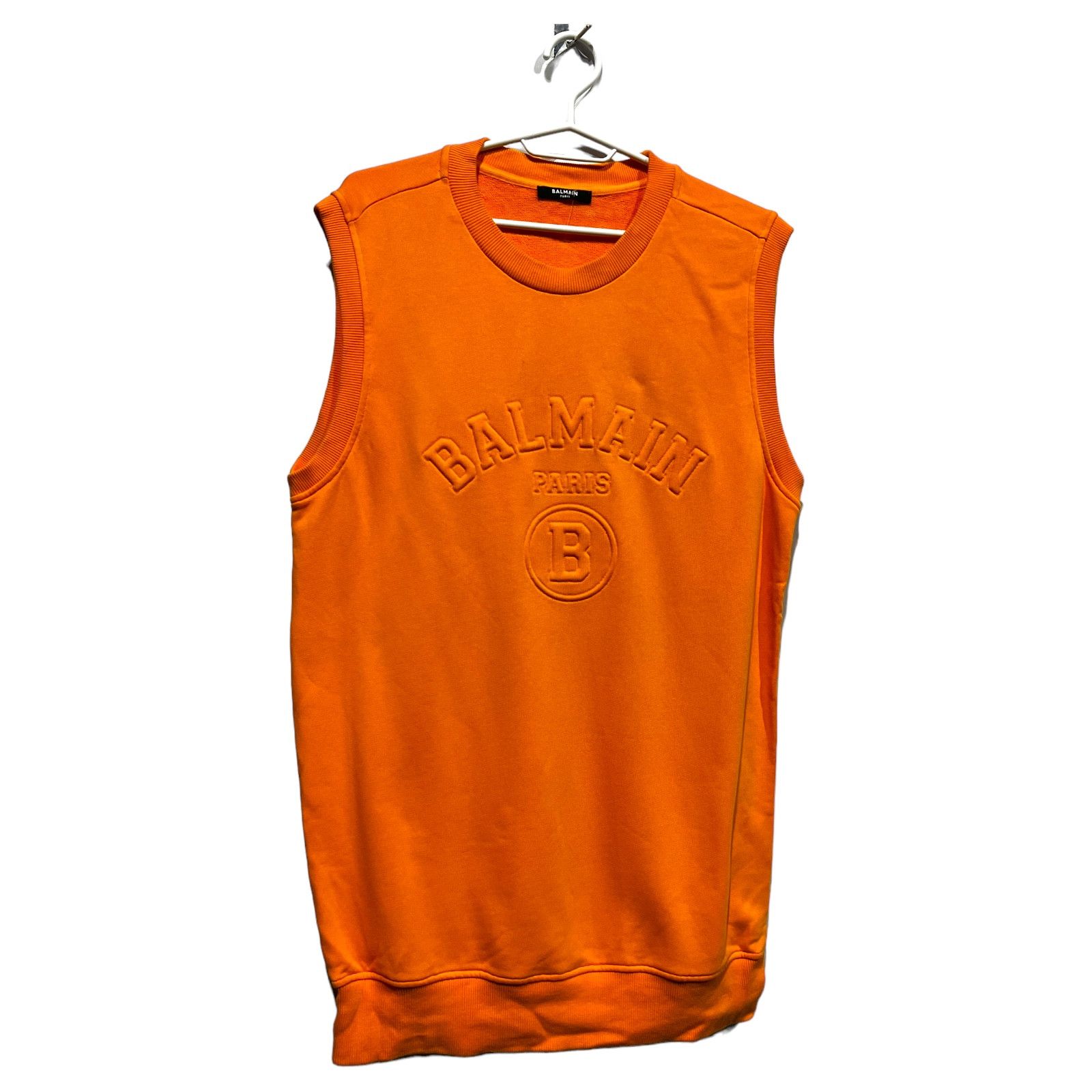image of Balmain Paris Top Sleeveless Sweatshirt Vest Size M in Orange, Men's