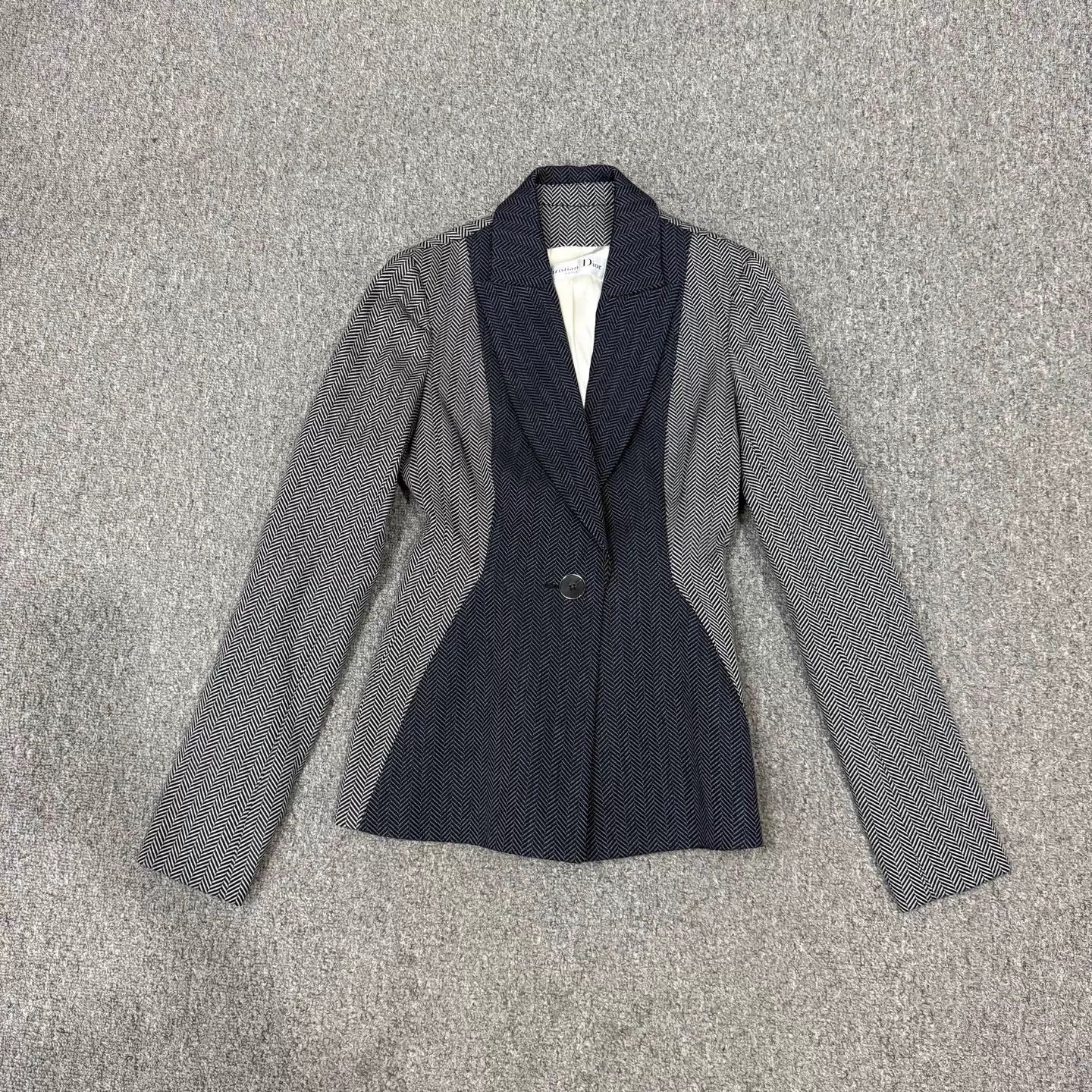 Dior Dior herringbone gray colorblock long wool suit 36 99new Size XS / US 0-2 / IT 36-38 - 1 Thumbnail