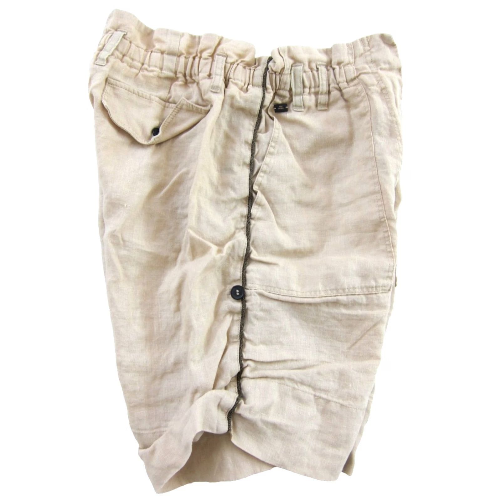IKKS IKKS Bermuda Short Women 6 Beige 100% Linen Elastic Waist Pockets Side Zip Front Rise High 80s 90s Classic Summer Beach Walking Casual Travel Womens Size 28" / US 6 / IT 42 - 5 Thumbnail