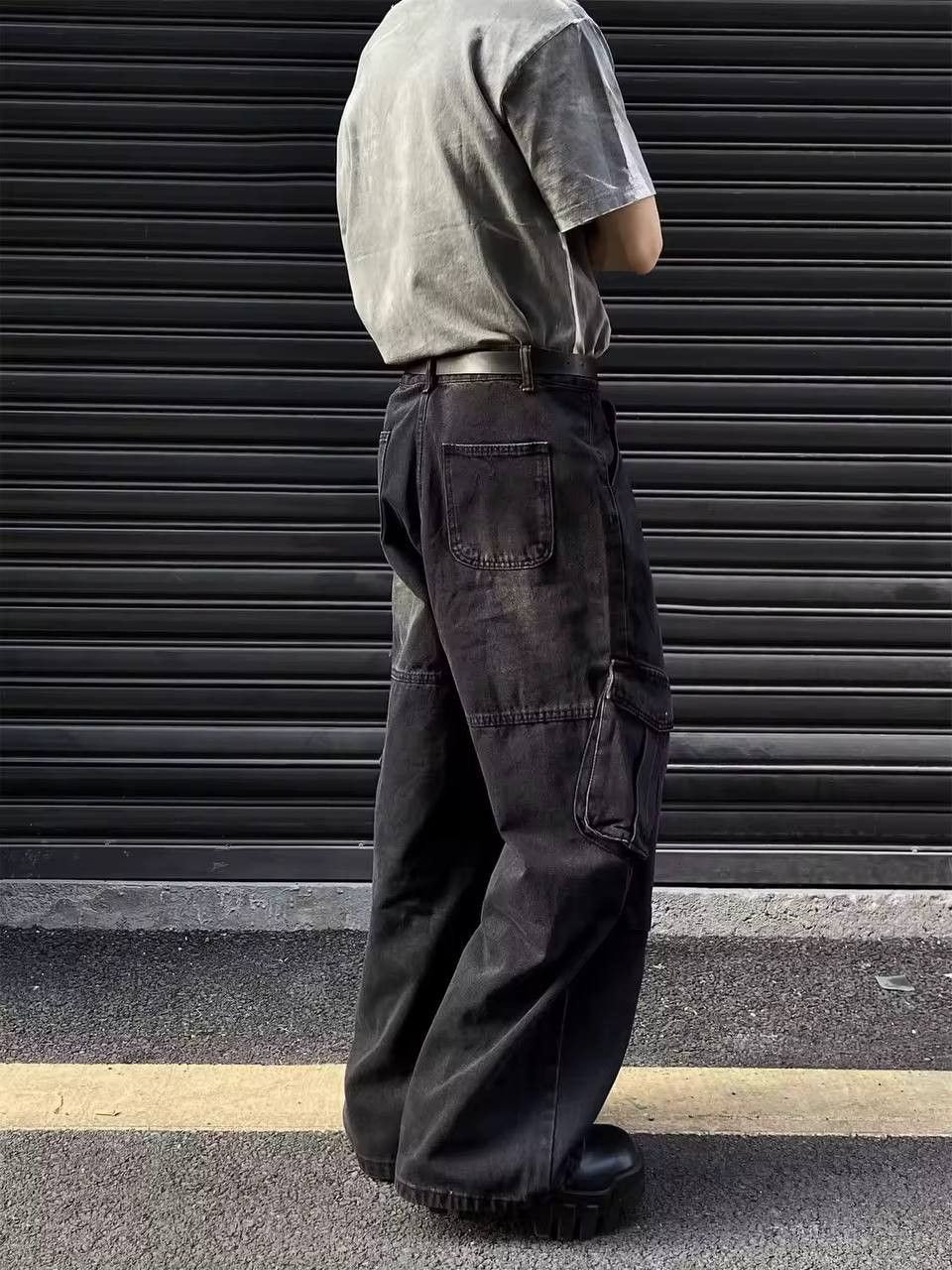 Japanese Brand × Vintage retro wide leg jeans Size US 35 - 2 Thumbnail