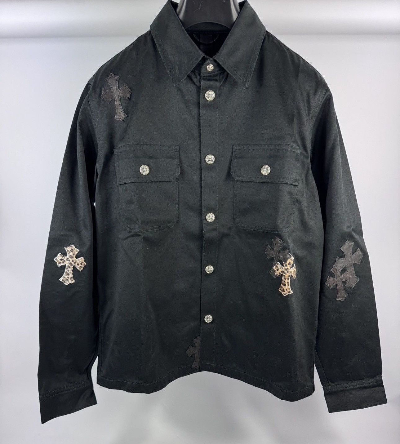Chrome Hearts LEATHER CHEETAH CROSS PATCH SHIRT Size US M / EU 48-50 / 2 - 1 Thumbnail