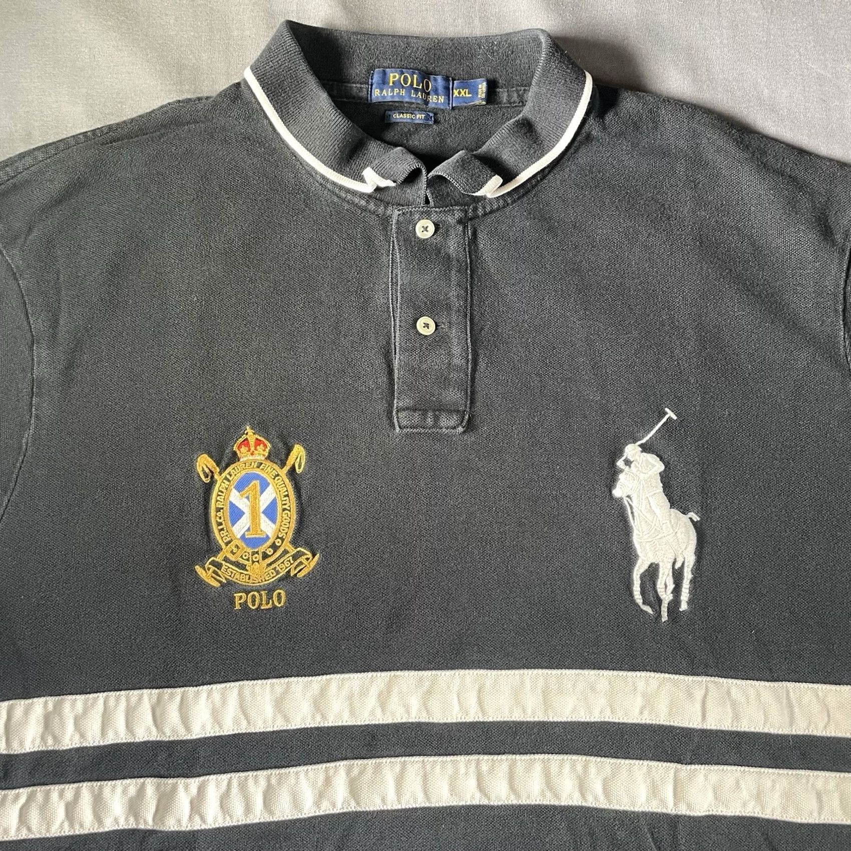 Polo Ralph Lauren Polo Ralph Lauren Polo Mens XXL Embroidered Crest Big Pony Short Sleeve Collared Classic Cotton Black Size US XXL / EU 58 / 5 - 2 Thumbnail