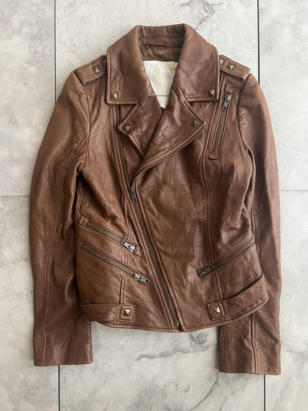 Japanese Brand Enigma Studded Leather Rider Jacket Size US XS / EU 42 / 0 - 1 Thumbnail