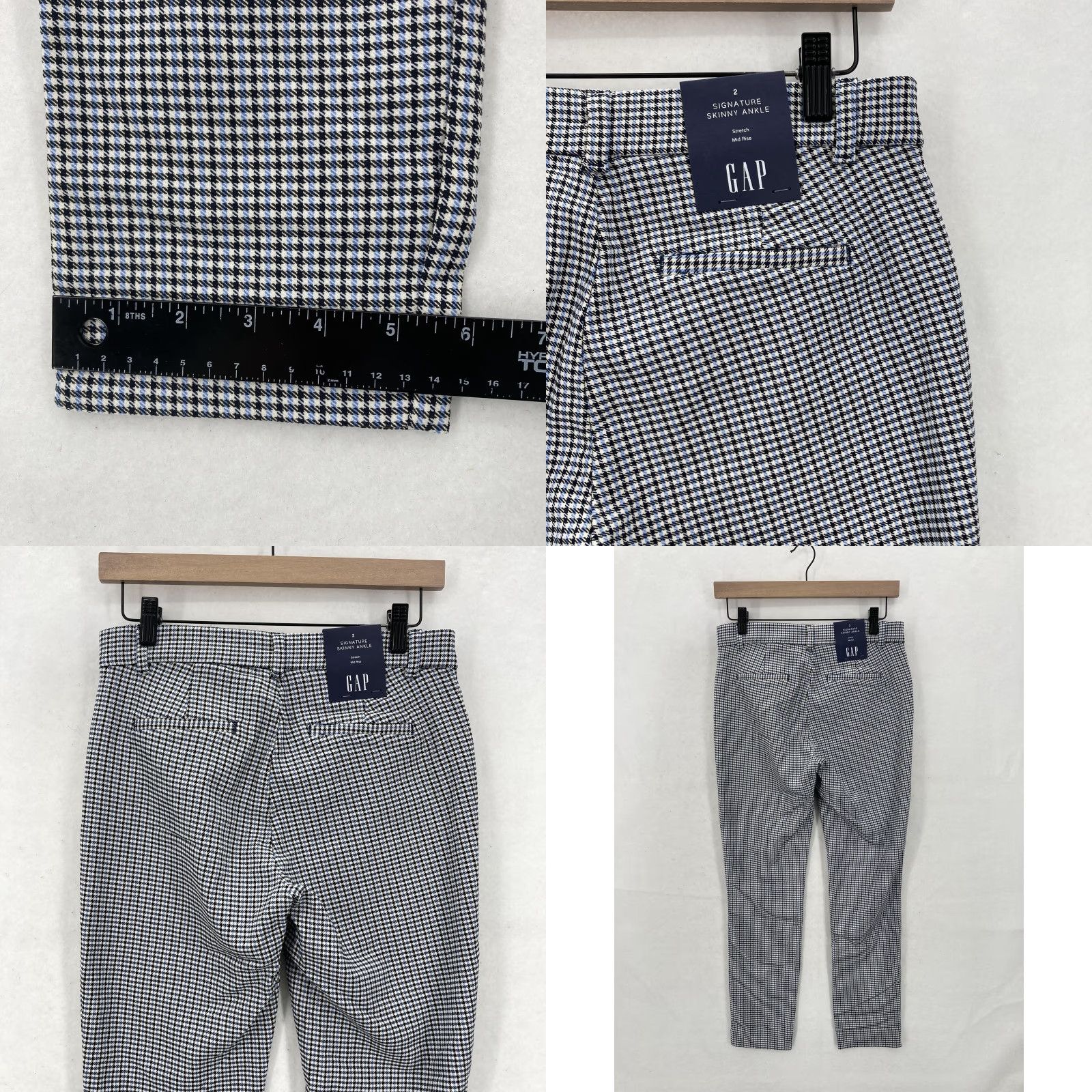 Gap GAP Pants Womens 2 Black Houndstooth Signature Skinny Ankle Stretch Mid Rise NWT Size 26" / US 2 / IT 38 - 9 Thumbnail
