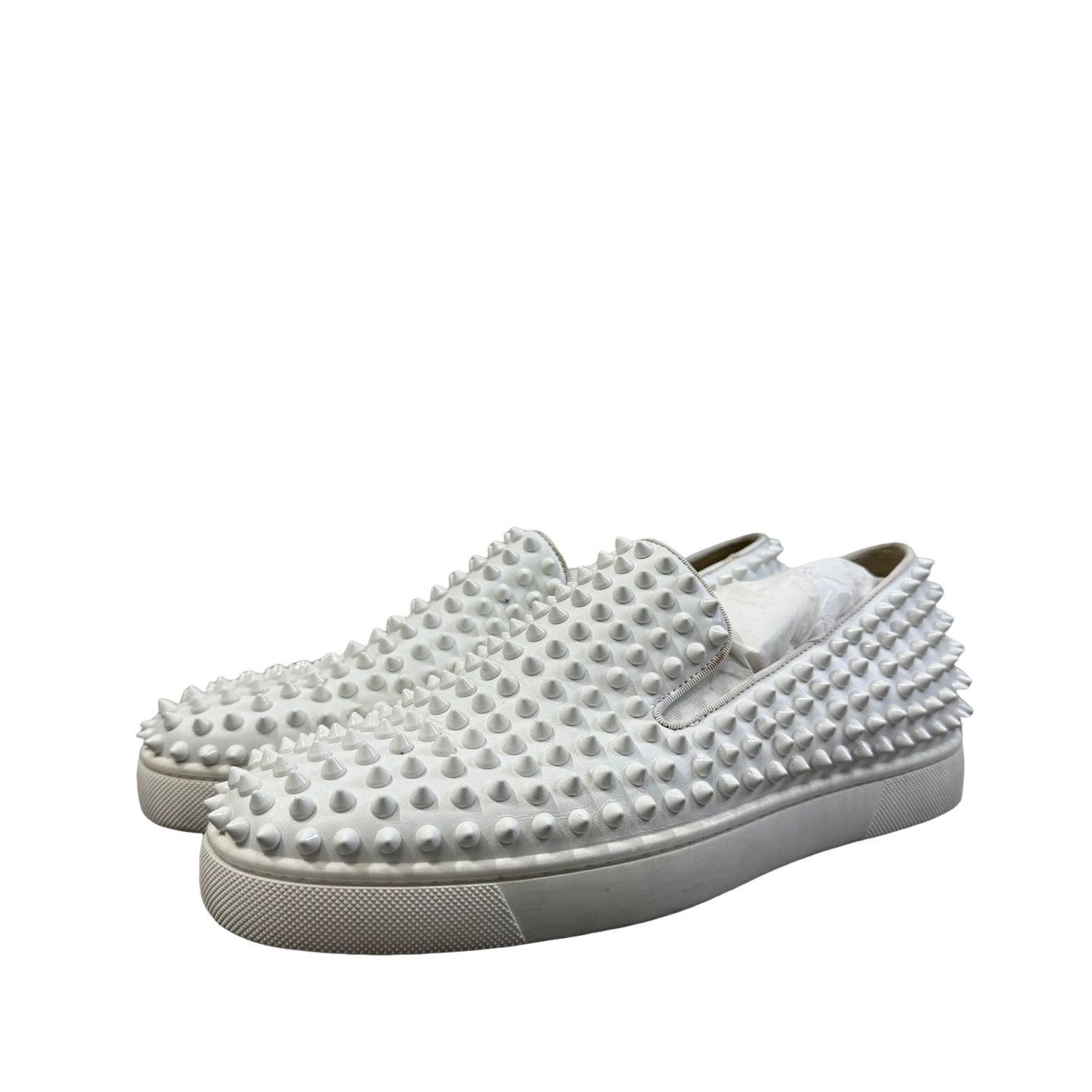 Christian Louboutin Christian Louboutin White Spiked Slip Ons 40 Size US 7 / EU 40 - 1 Thumbnail