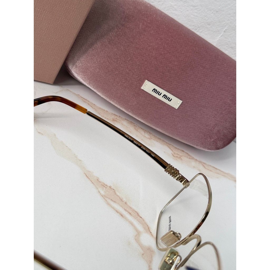 Miu Miu NEW Miu Miu M51YV Pale Gold Square Metal Eyeglasses Frames Size ONE SIZE - 6 Thumbnail