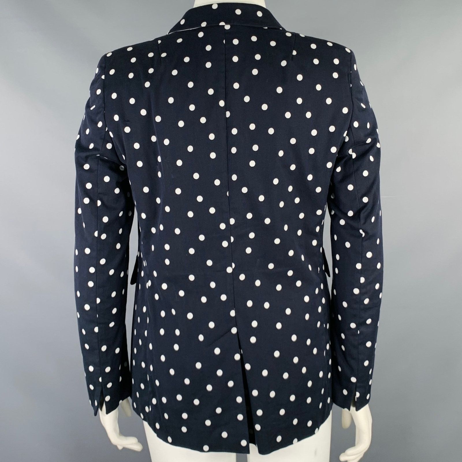 Akris AKRIS Size 12 Navy White Cotton Blend Polka Dot Blazer Size XL / US 12-14 / IT 48-50 - 3 Thumbnail