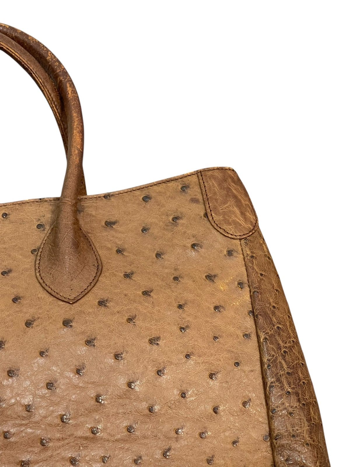 Genuine Leather Full Leather Ostritch Patina Vtg Unknown Tote Bag 2🟩0 Size ONE SIZE - 16 Thumbnail