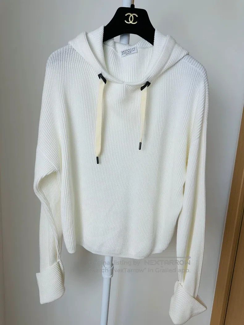 Brunello Cucinelli Brunello Cucinelli Hooded Knit Top Size L / US 10 / IT 46 - 3 Thumbnail