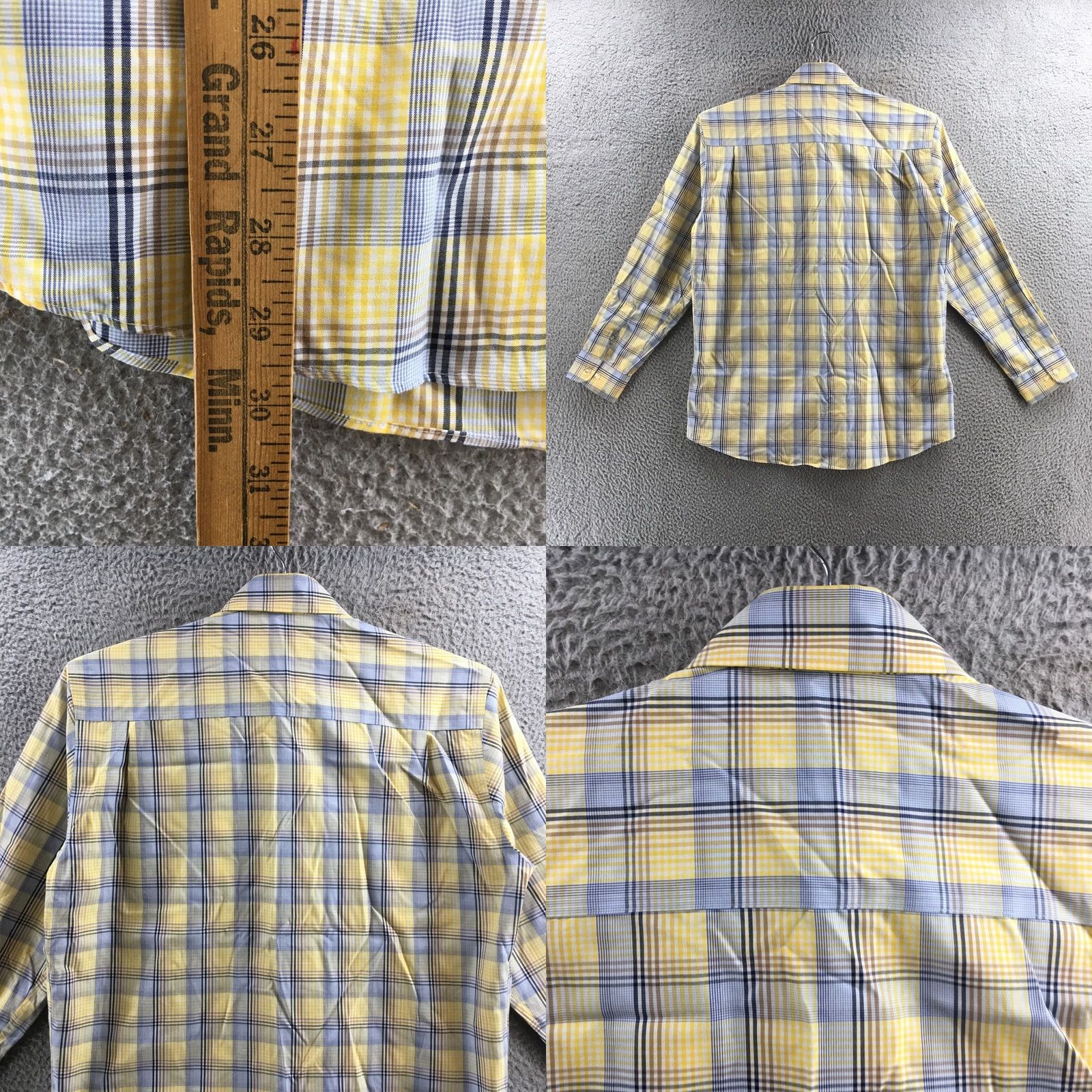 Vintage Forsyth of Canada Shirt Mens Large Yellow Blue Plaid Button-Up Classic Wool Blend Wrinkle Free Casual Size US L / EU 52-54 / 3 - 8 Thumbnail