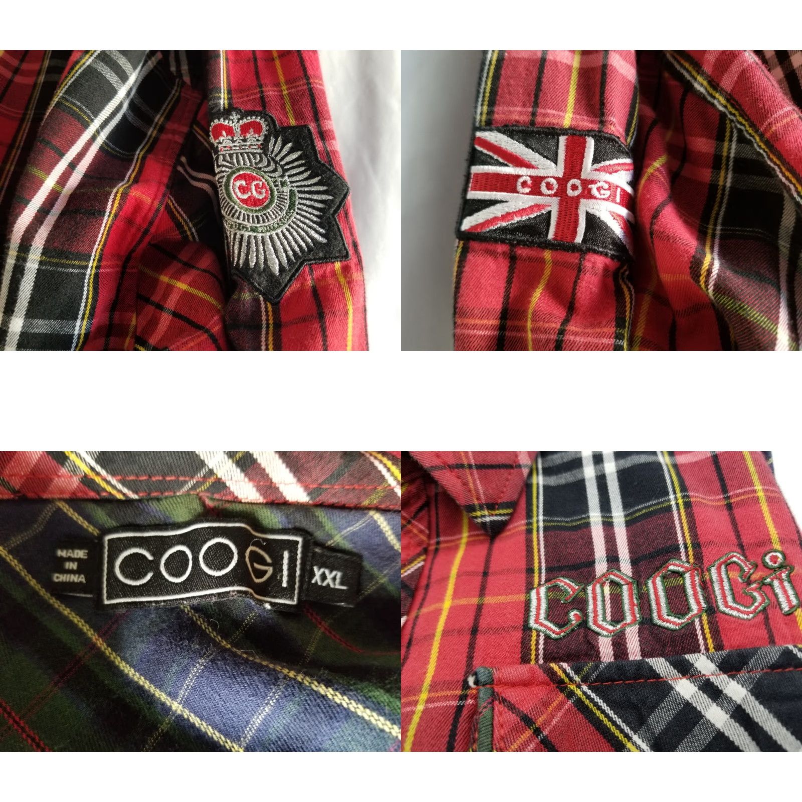 Coogi VINTAGE COOGI Men Red Plaid Long Sleeve Button-Down Shirt XXL Patches on Sleeve 90s Outdoor Fashion Men’s Shirt Size US XXL / EU 58 / 5 - 8 Thumbnail