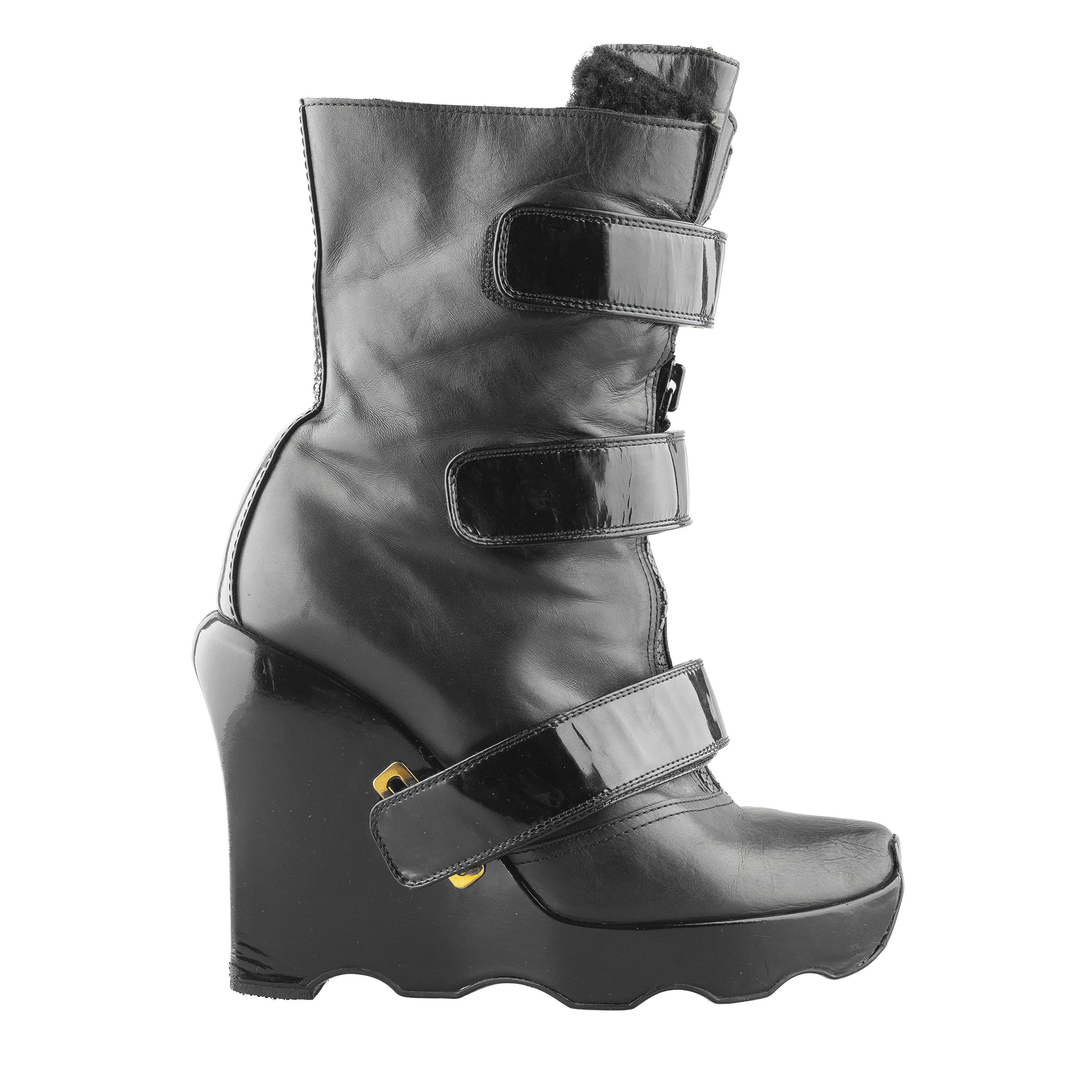 Louis Vuitton Louis Vuitton 2006 Ready-to-Wear Black Leather Wedge Boots Size US 6 / IT 36 - 4 Thumbnail