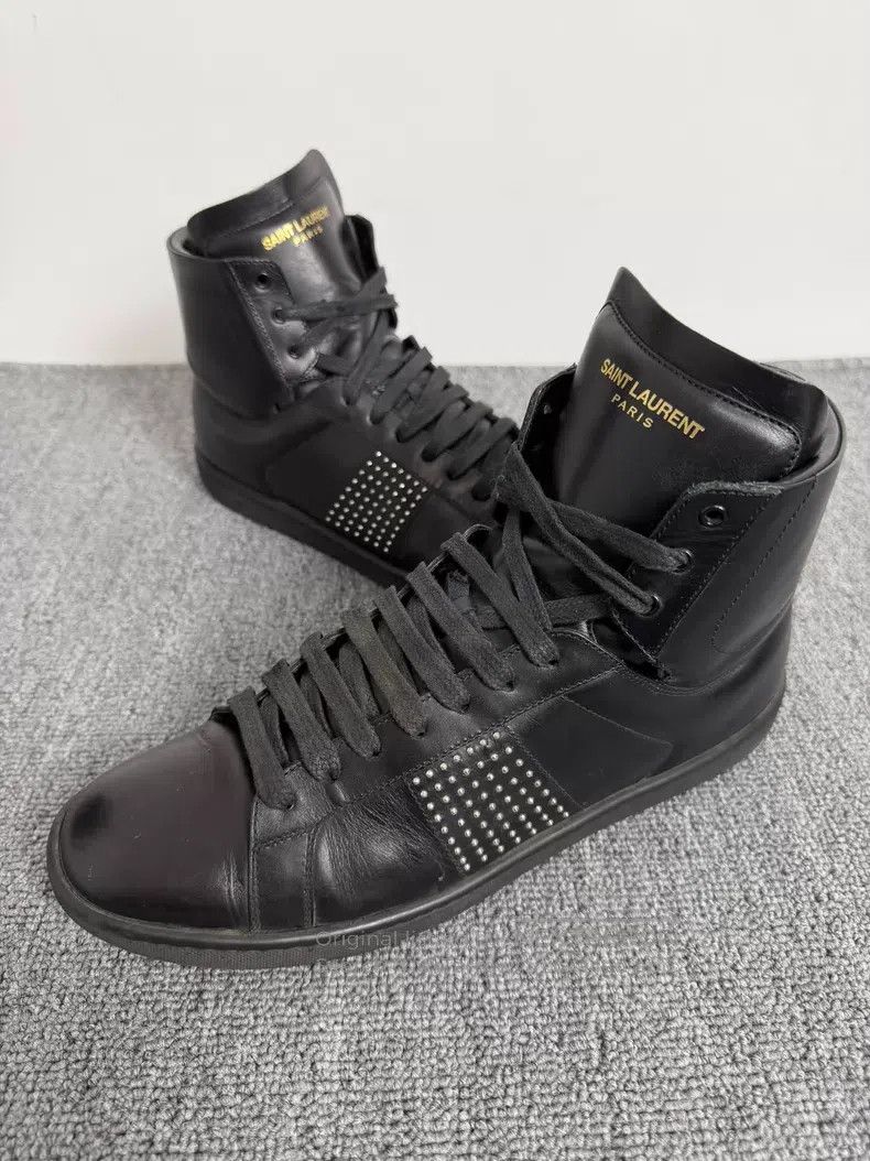 Saint Laurent Paris Saint Laurent Paris Original Year Black Studs High-top Sne Size US 7.5 / EU 40-41 - 3 Thumbnail