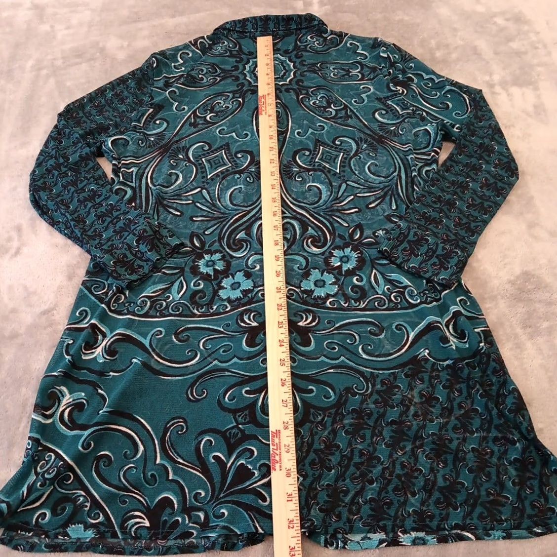 Vintage Chico'S Travelers Shirt Dress US Size 12 Green Geometric Sheer Long Sleeve Slit Size XL / US 12-14 / IT 48-50 - 6 Thumbnail