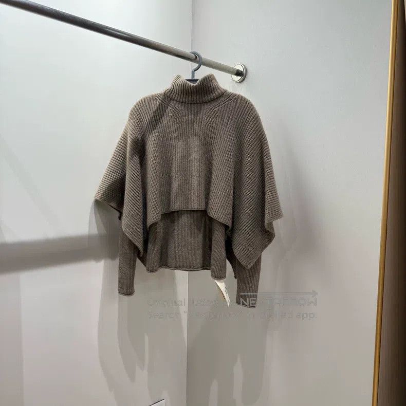 Hermes Hermes Caramel brown high-neck poncho faux two-piece sweat Size XXS / US 00 / IT 34 - 1 Thumbnail
