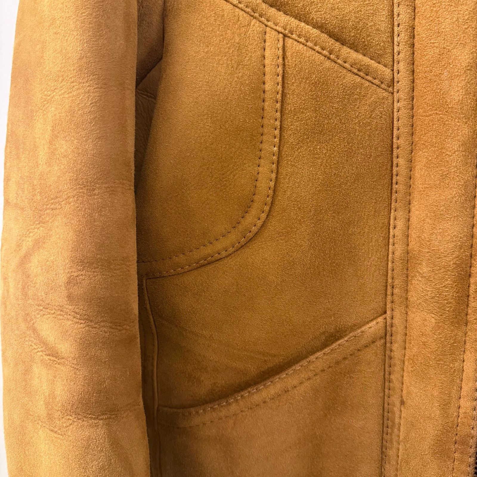 Sandro Sandro Brown Lamb Shearling Aviator Jacket Suede Leather Size US S / EU 44-46 / 1 - 9 Thumbnail