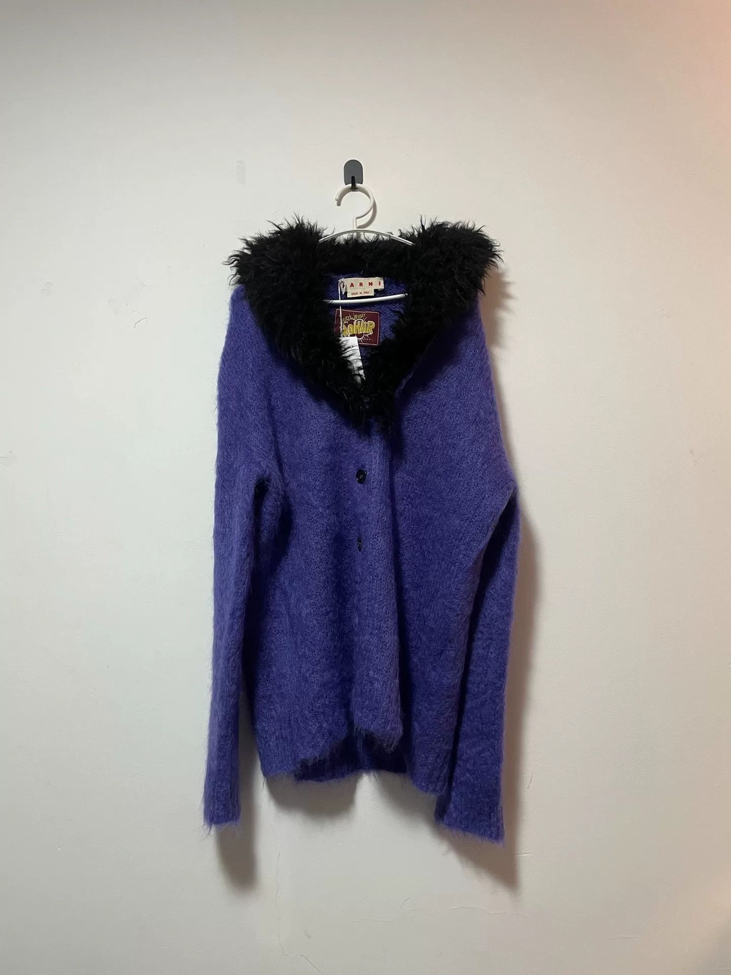 Marni Marni Mohair Blend Cardigan with Fur Collar Size L / US 10 / IT 46 - 1 Thumbnail
