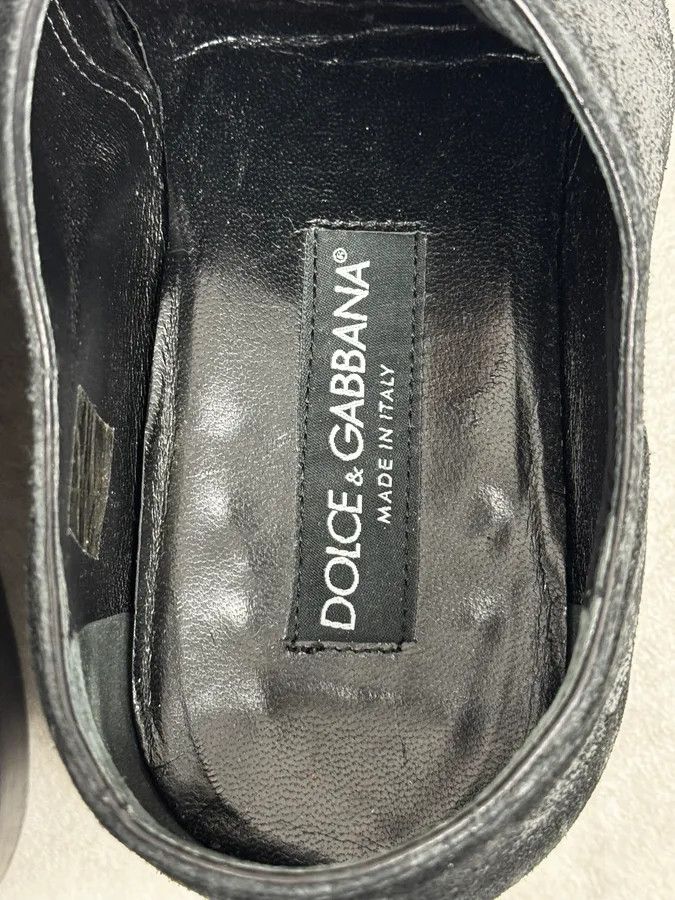 Dolce & Gabbana 2000s Dolce & Gabbana Grey & Black Wrinkled Effect Leather Low Boots Size US 8 / EU 41 - 7 Thumbnail