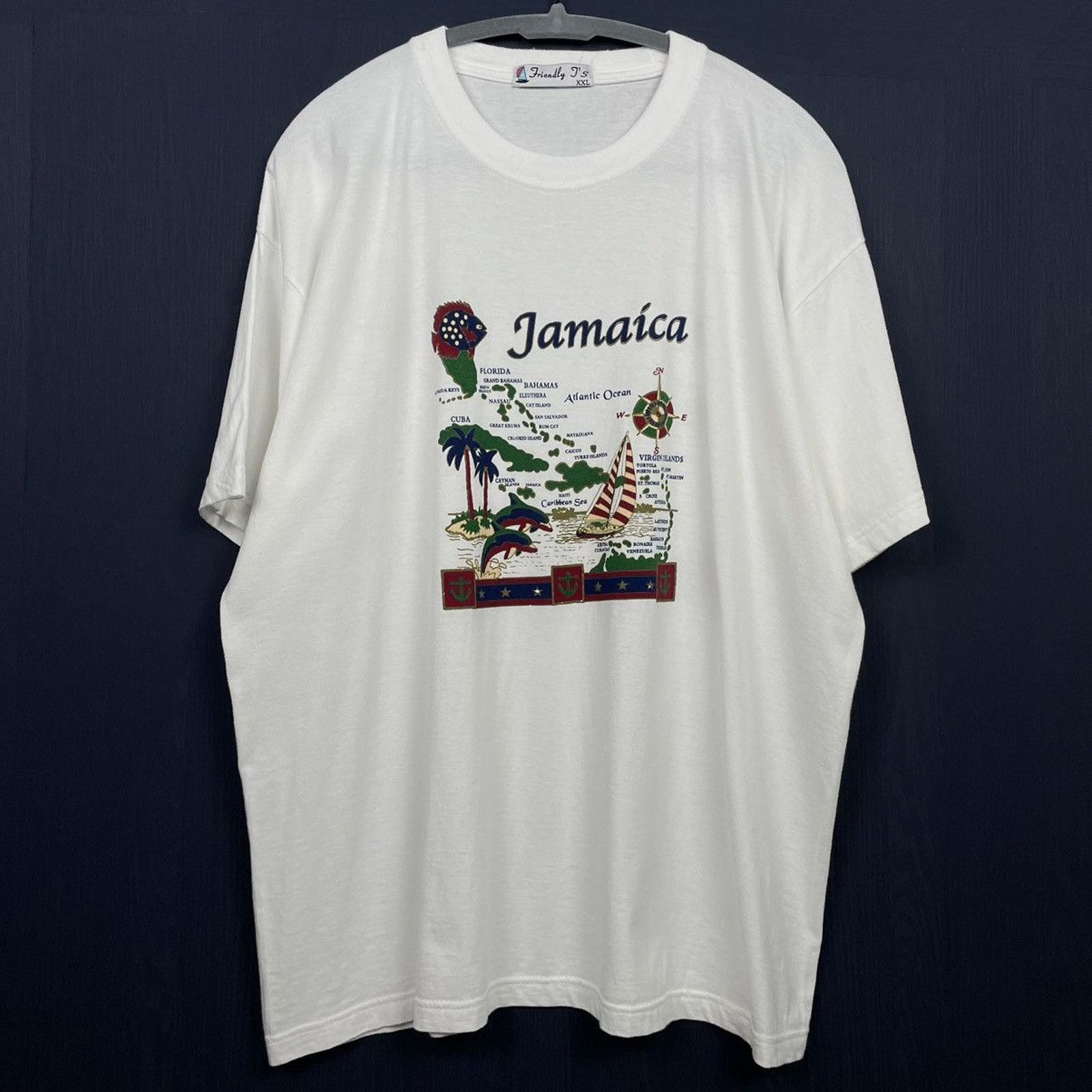 Harley Davidson × Japanese Brand × Vintage 🇯🇲Vintage Jamaica Islands Map T Size US XXL / EU 58 / 5 - 1 Thumbnail