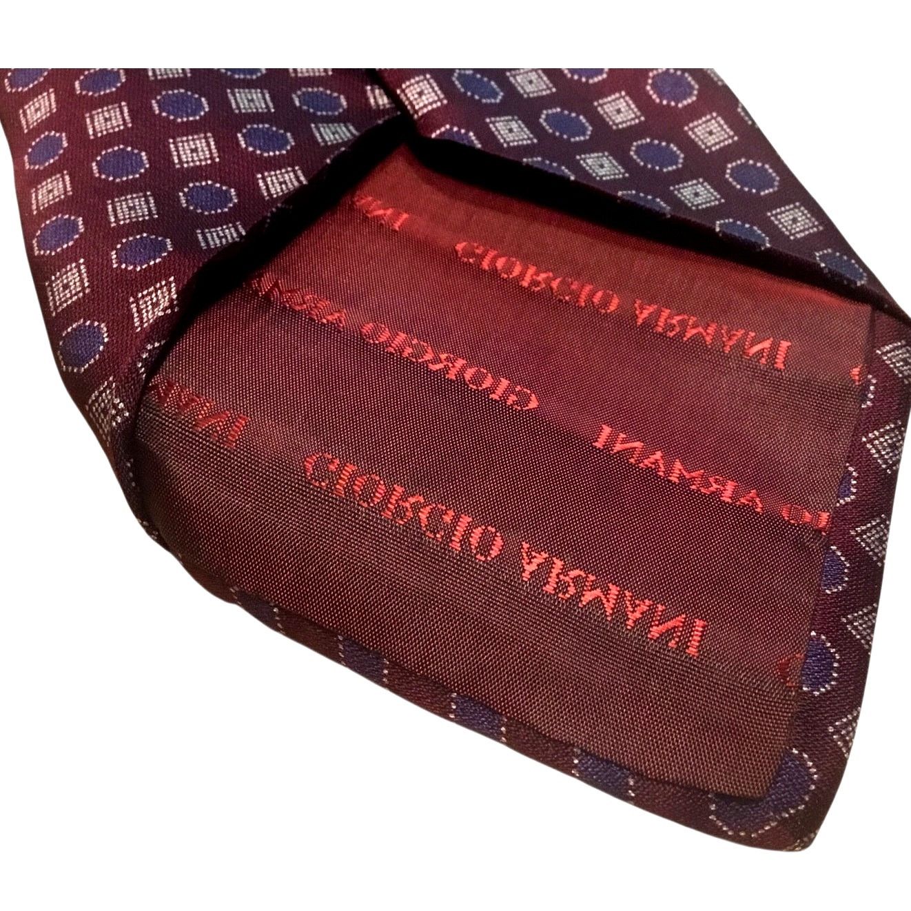 Giorgio Armani Giorgio Armani Tie Wine Red Pattern Square Circle Blue Gold Size ONE SIZE - 4 Thumbnail
