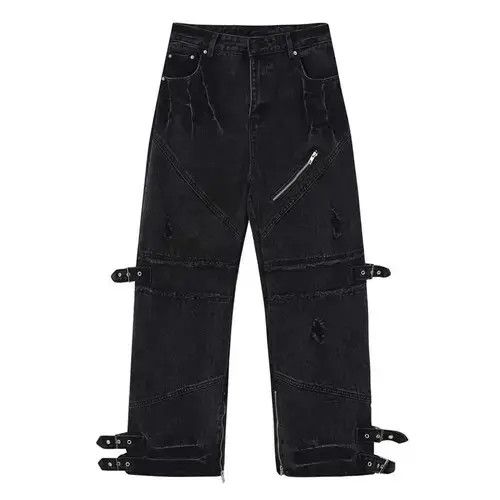 Jean Black Ripped Stacked Baggy Pants Size US 36 / EU 52 - 7 Thumbnail