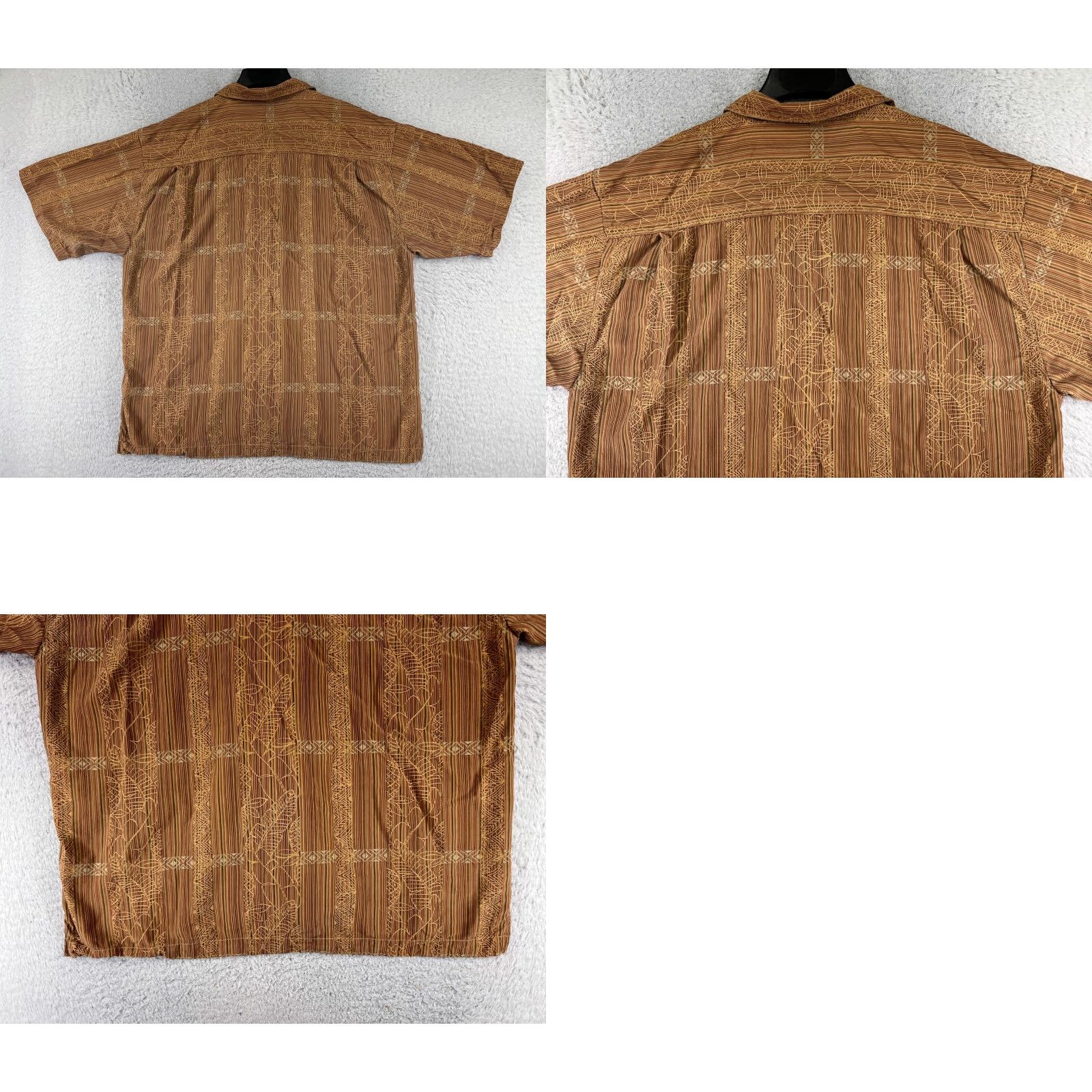 Tommy Bahama Tommy Bahama Shirt Men XL Brown Red Stripe Silk Button-Up Hawaiian Aloha Beach Vacation Resort 100% Silk Size US XL / EU 56 / 4 - 9 Thumbnail