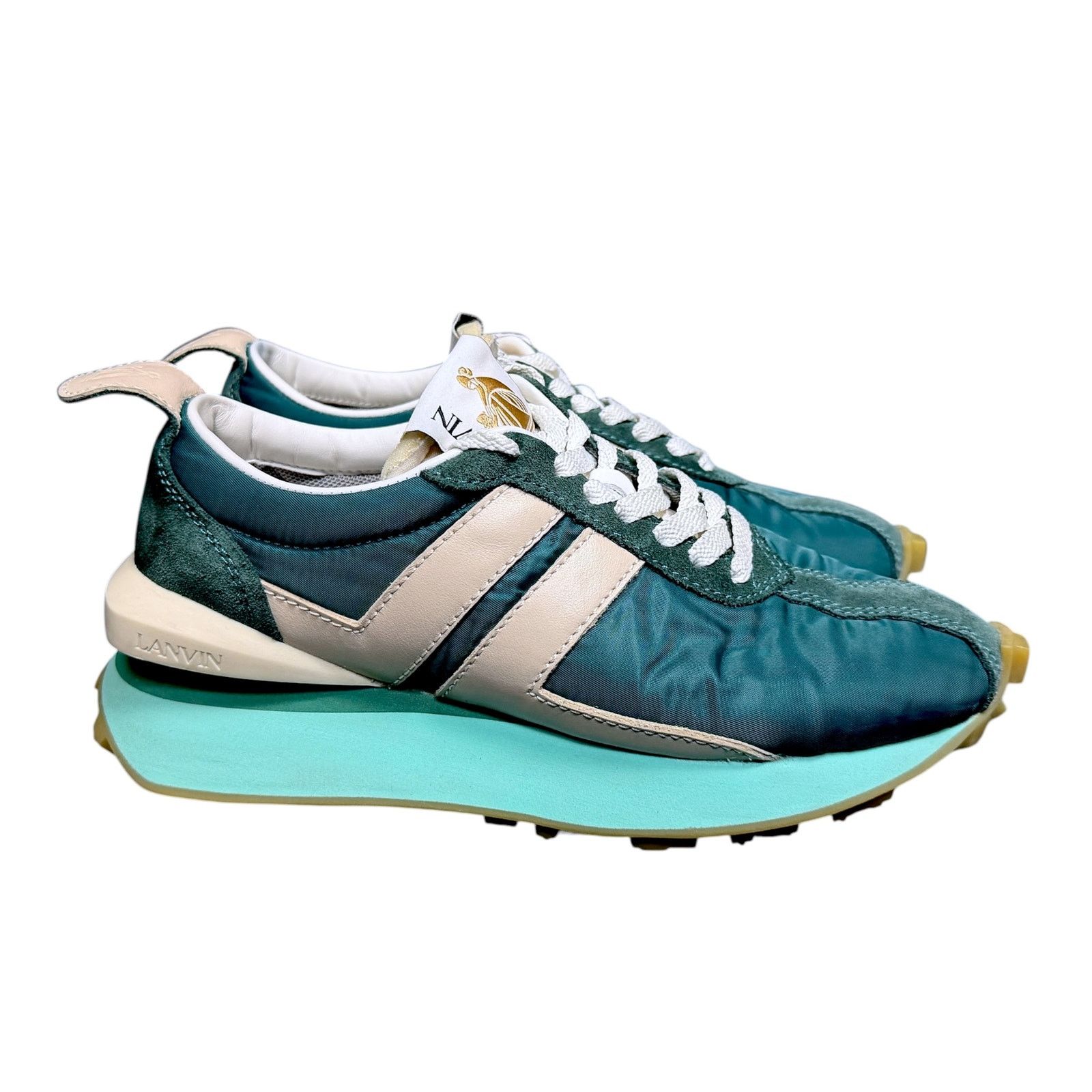 Lanvin Lanvin Women's 37 Peacock Blue White Bumper Sneakers US 6 Size US 6 / IT 36 - 3 Thumbnail