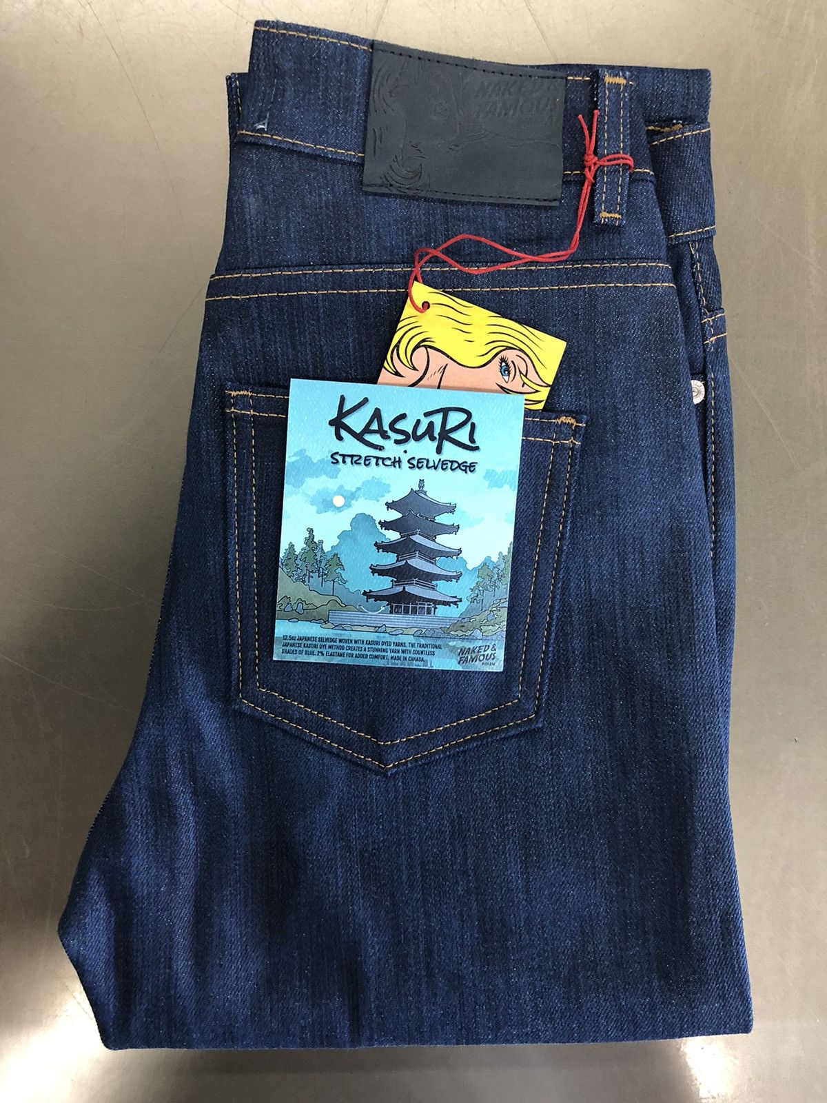image of Naked Famous Kasuri Stretch Selvedge High Skinny 26 in Blue, Women's