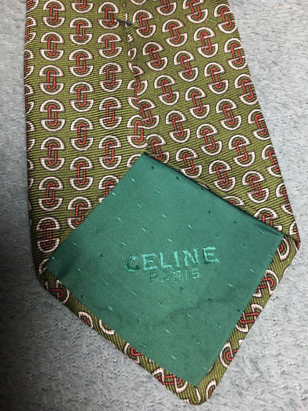 Celine CELINE Vintage Elegant Buckle Logo Italy Silk Mens Tie Size ONE SIZE - 3 Thumbnail