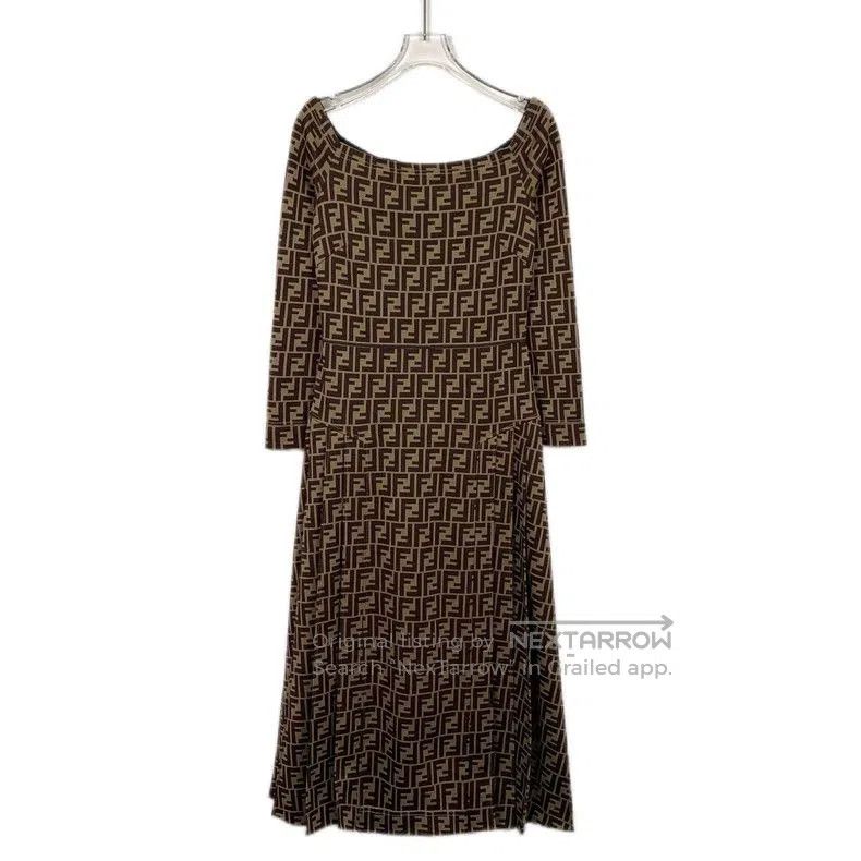 Fendi Fendi Brown Logo Print Cotton Dress. Size M / US 6-8 / IT 42-44 - 1 Thumbnail