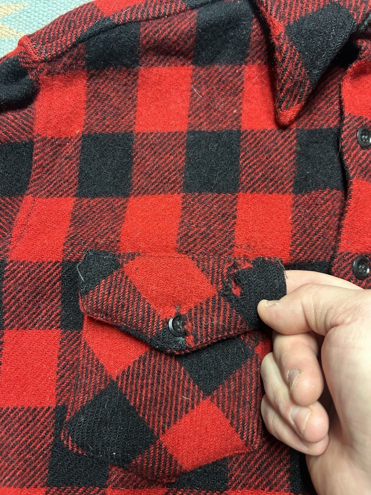 Vintage 50s wool flannel shirt buffalo plaid Frost Proof distress L Size US L / EU 52-54 / 3 - 6 Thumbnail
