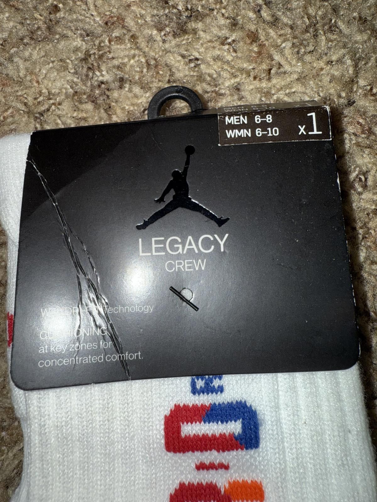 Nike Jordan Legacy Rivals Crew HARE Socks White Multi Color Size ONE SIZE - 2 Thumbnail