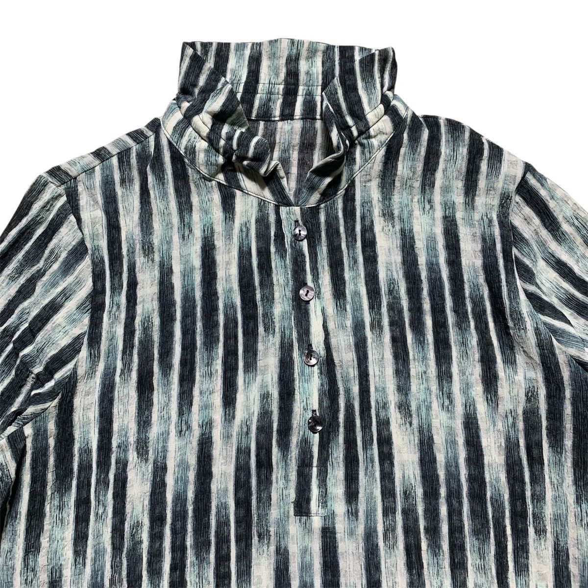 Japanese Brand Vtg 90s White Horse Pleast Black White Teal Stripe High Neck Size L / US 10 / IT 46 - 3 Thumbnail