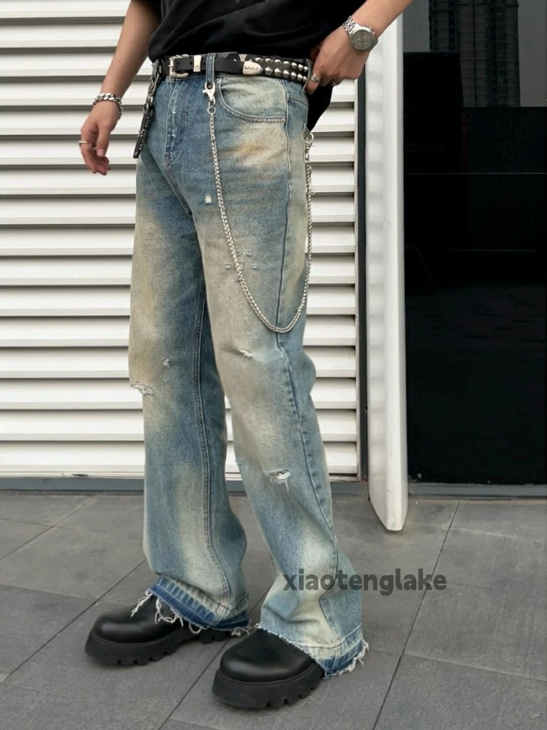 Jean × Vintage washed faded punk grunge rusty stain ripped jeans Size US 32 / EU 48 - 2 Thumbnail