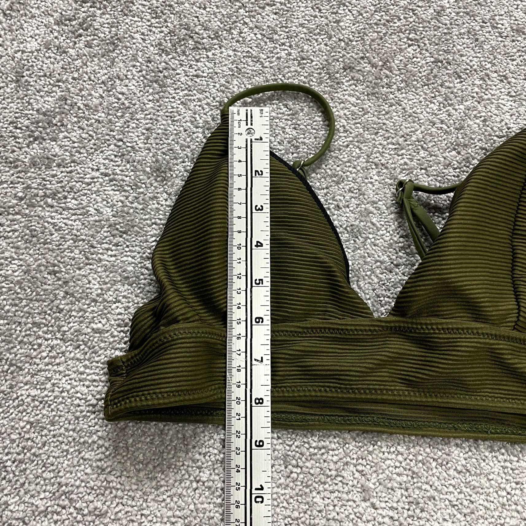 Vintage Unbranded Women's Bikini Top Large Solid Green Spaghetti Strap Beach Swimwear Size L / US 10 / IT 46 - 5 Thumbnail