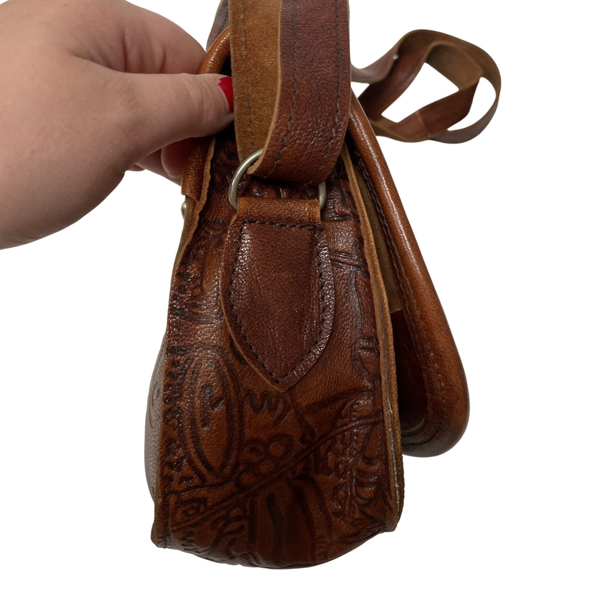 Other Vtg Israel Leather Hand Bag TOOLED City of JERUSALEM Purse Size ONE SIZE - 7 Thumbnail