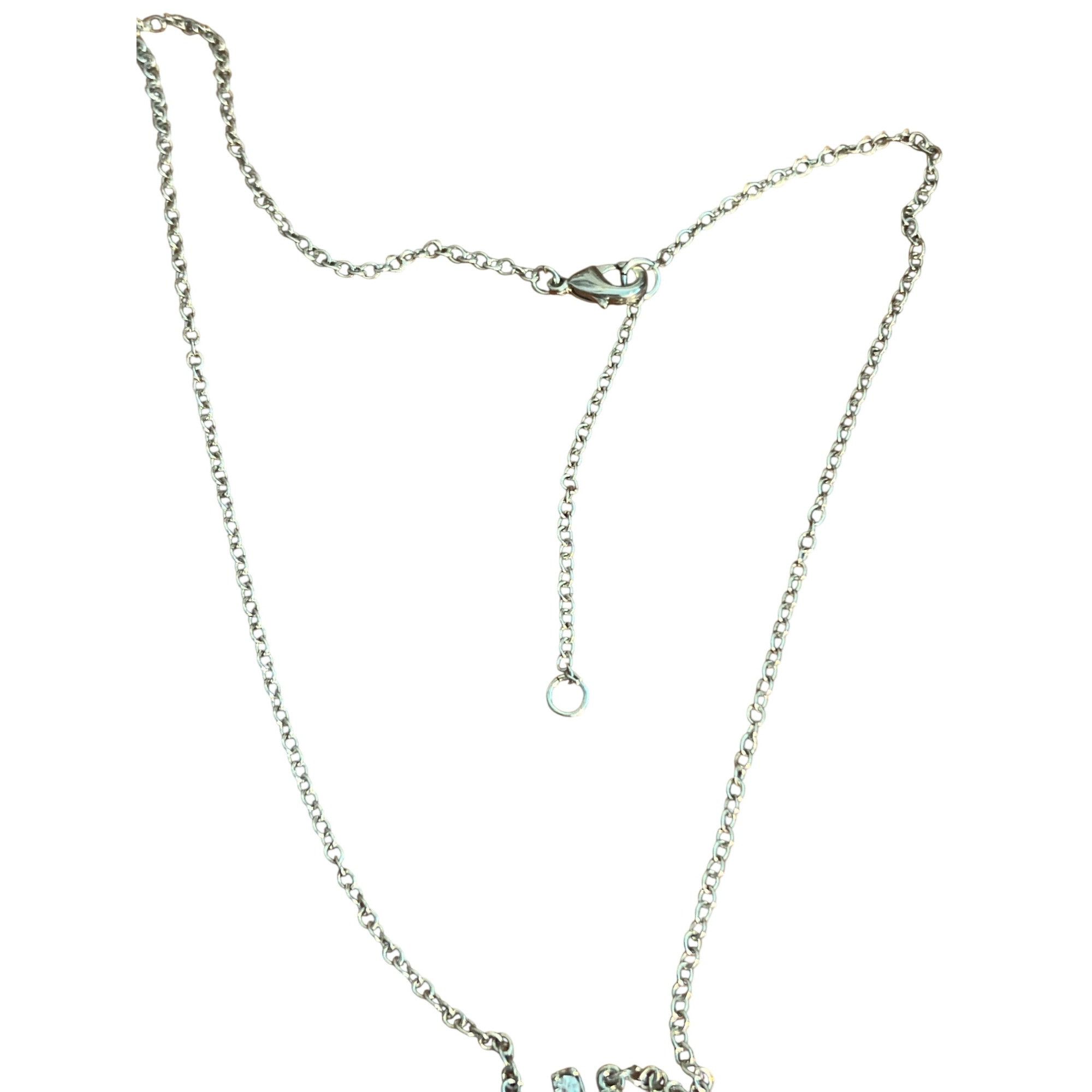 Other Vintage Silver Tone Cross Y Necklace Clear Rhinestones Lobst Size ONE SIZE - 4 Thumbnail