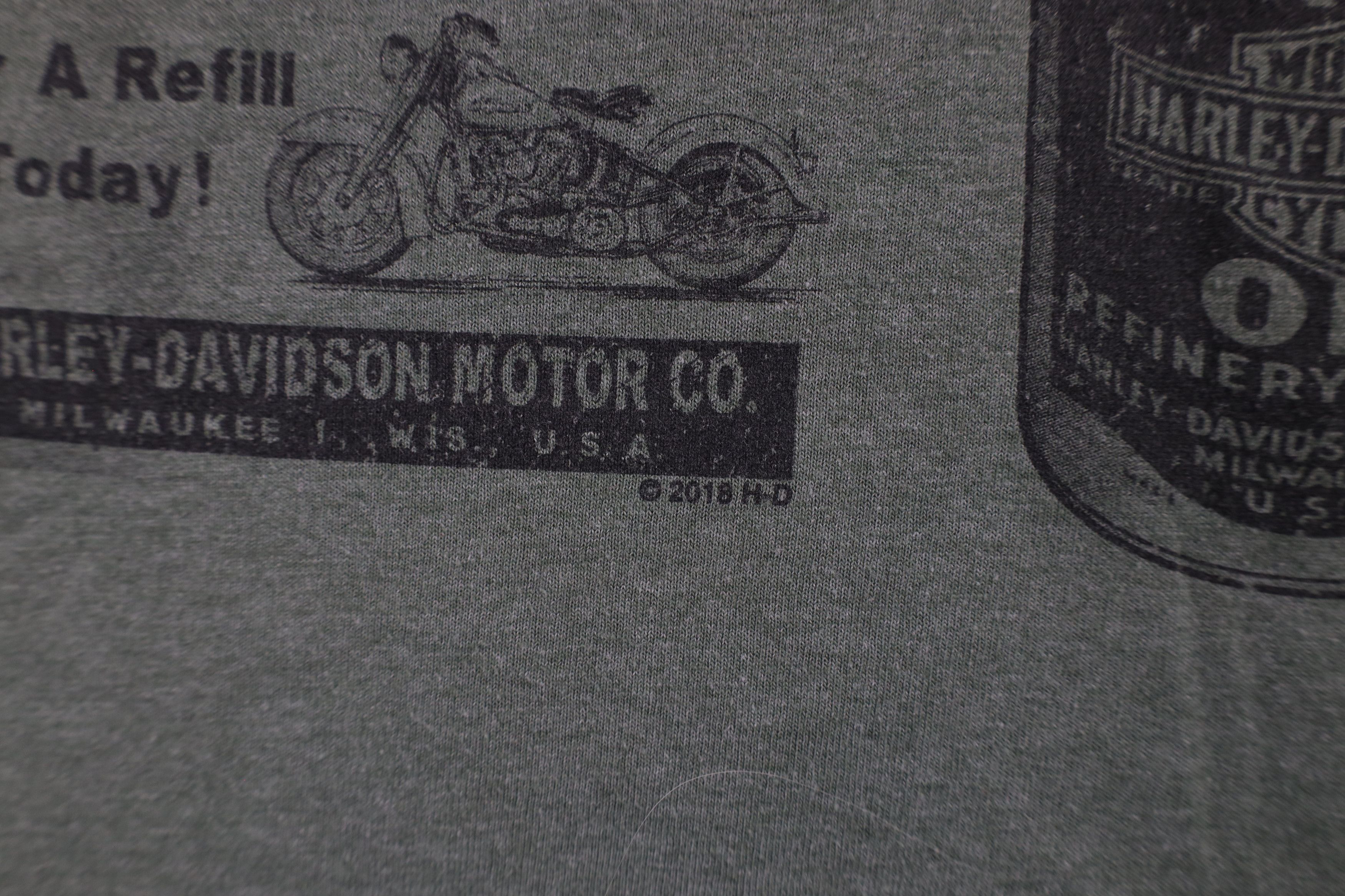 Harley Davidson × Vintage Vintage Y2K Harley Davidson Spell Motor Oil T-Shirt Green Size US XXL / EU 58 / 5 - 6 Thumbnail