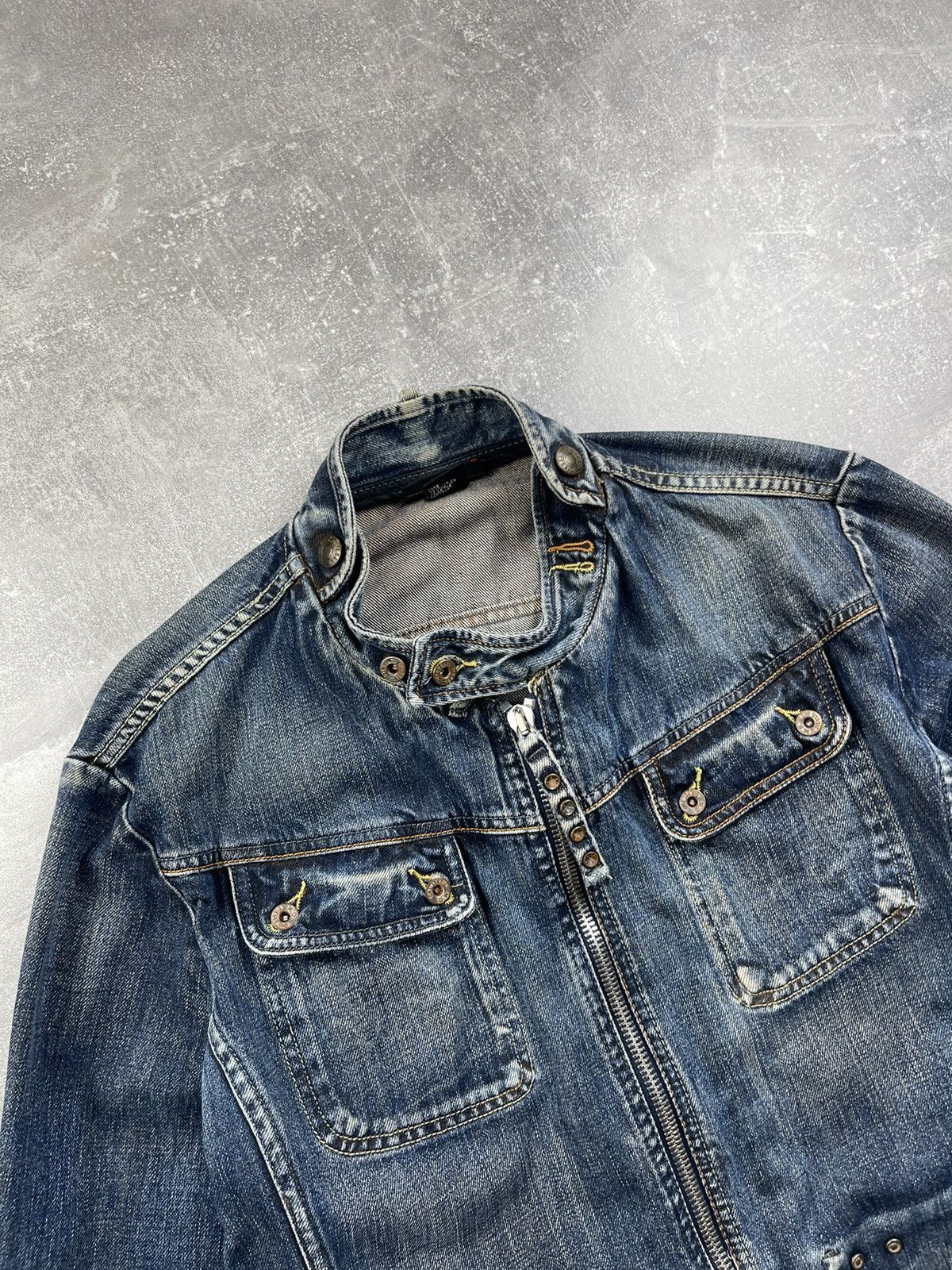 Diesel × Vintage Diesel Rare Denim Vintage Faded Jacket Biker Distressed Size US XL / EU 56 / 4 - 3 Thumbnail