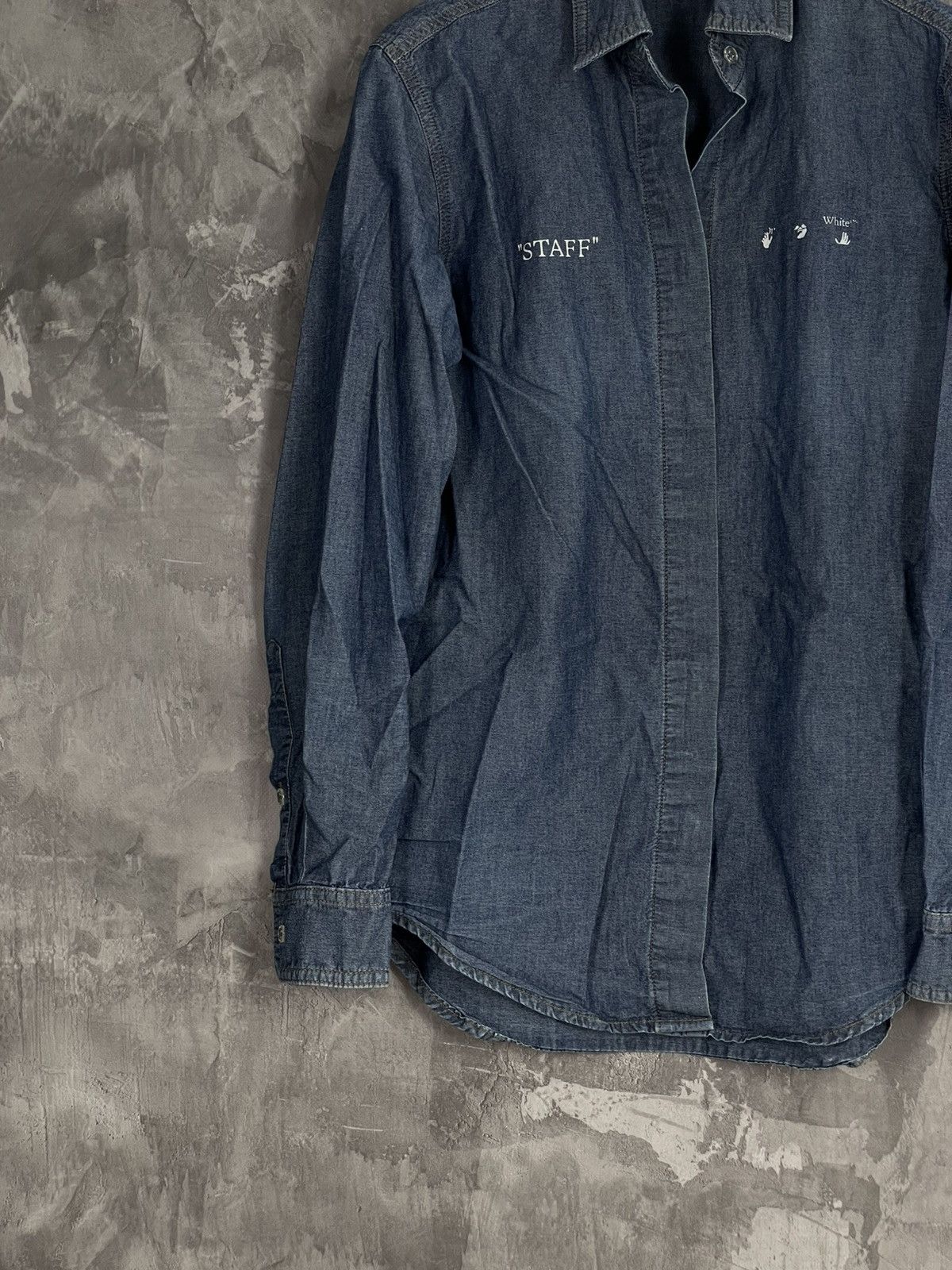 Off-White Off-White Big Logo Denim Hypebeast Style shirt Size US S / EU 44-46 / 1 - 6 Thumbnail