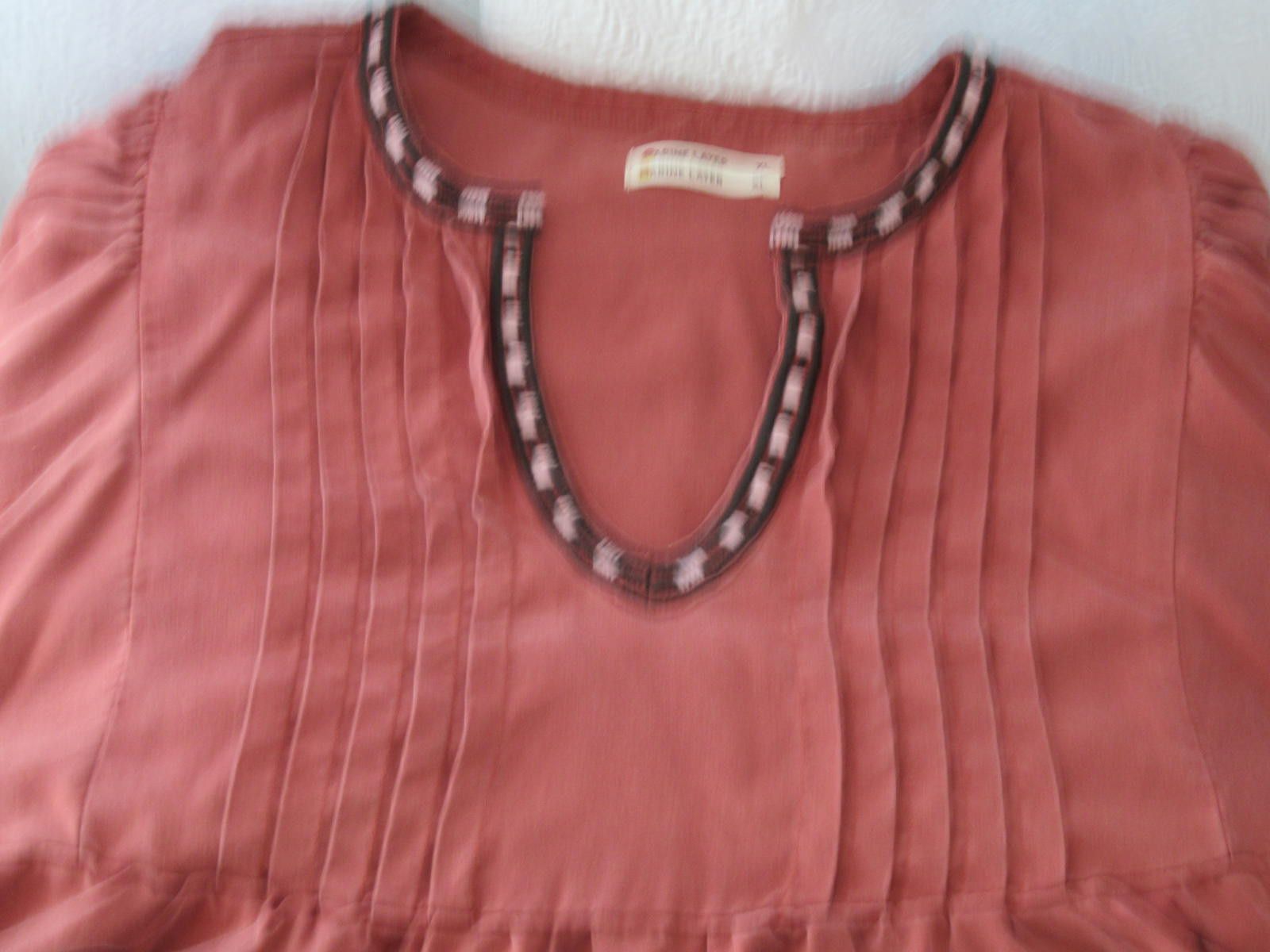 Marine Layer Boho Embroidered Peasant Blouse - Rust Orange, Size M Size XL / US 12-14 / IT 48-50 - 4 Thumbnail