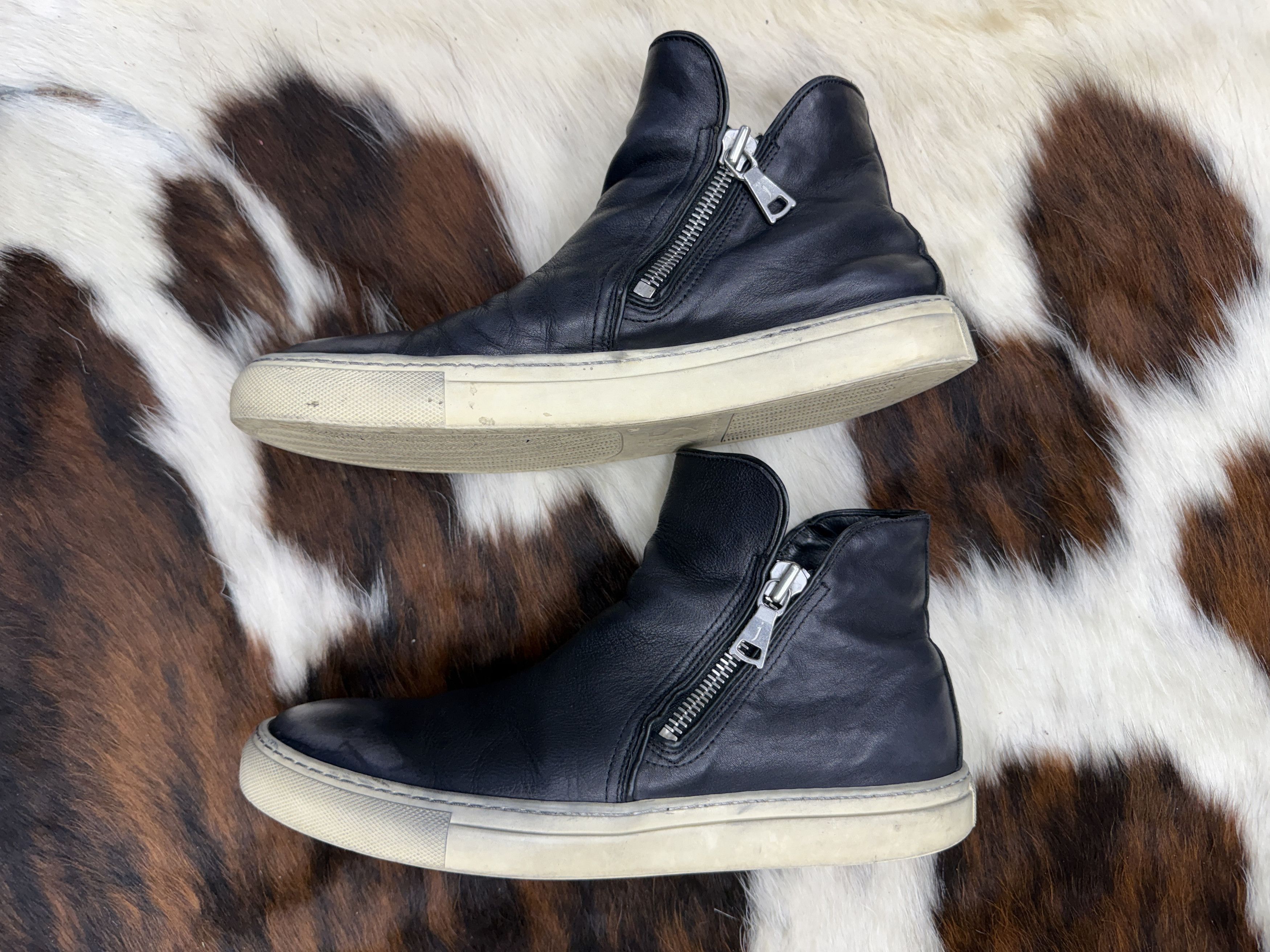 John Varvatos John Varvatos Side Zip Leather Sneakers Size US 9 / EU 42 - 3 Thumbnail